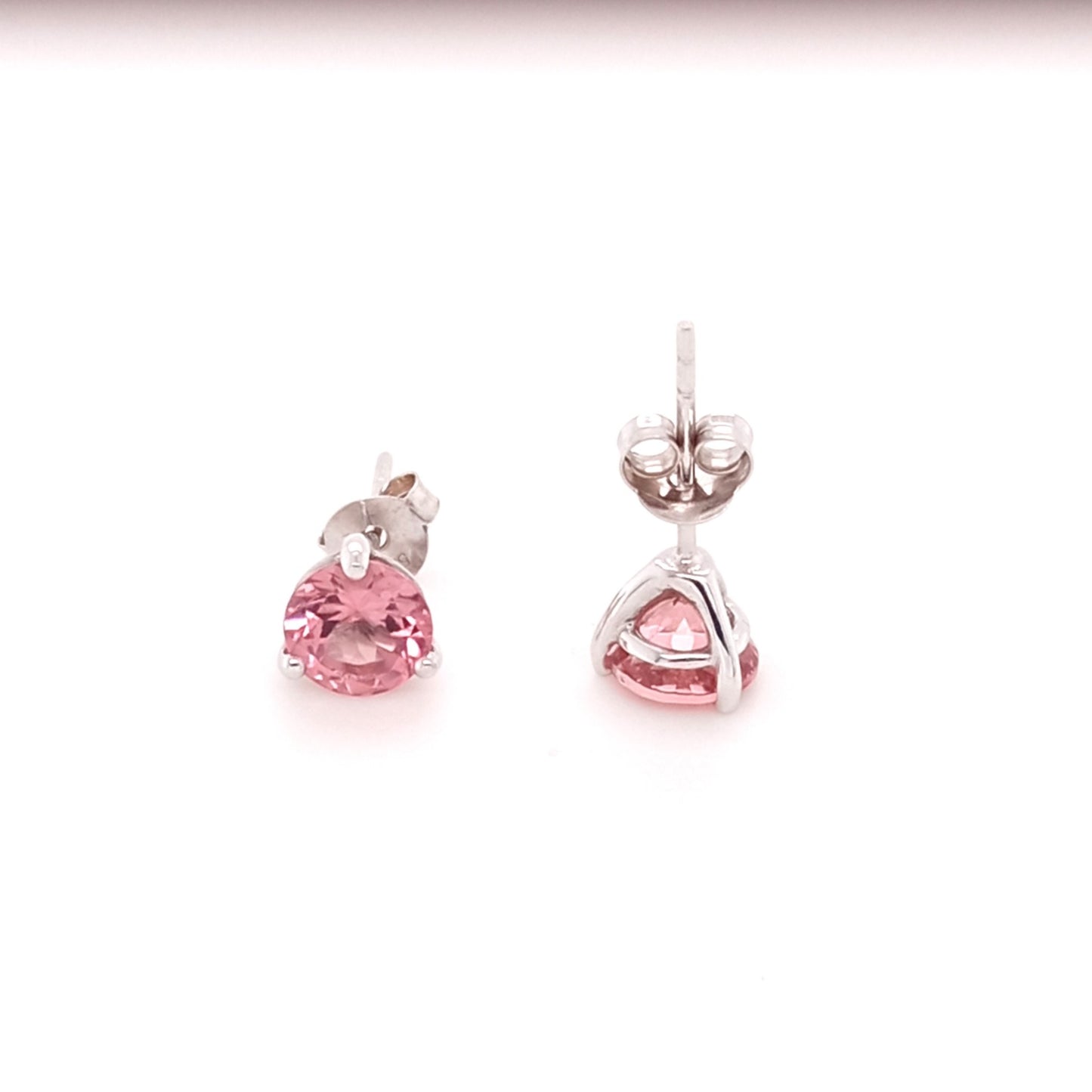 STUNNING 14K PINK TOURMALINE ROUND STUD EARRING 6MM, 1.56 CTS