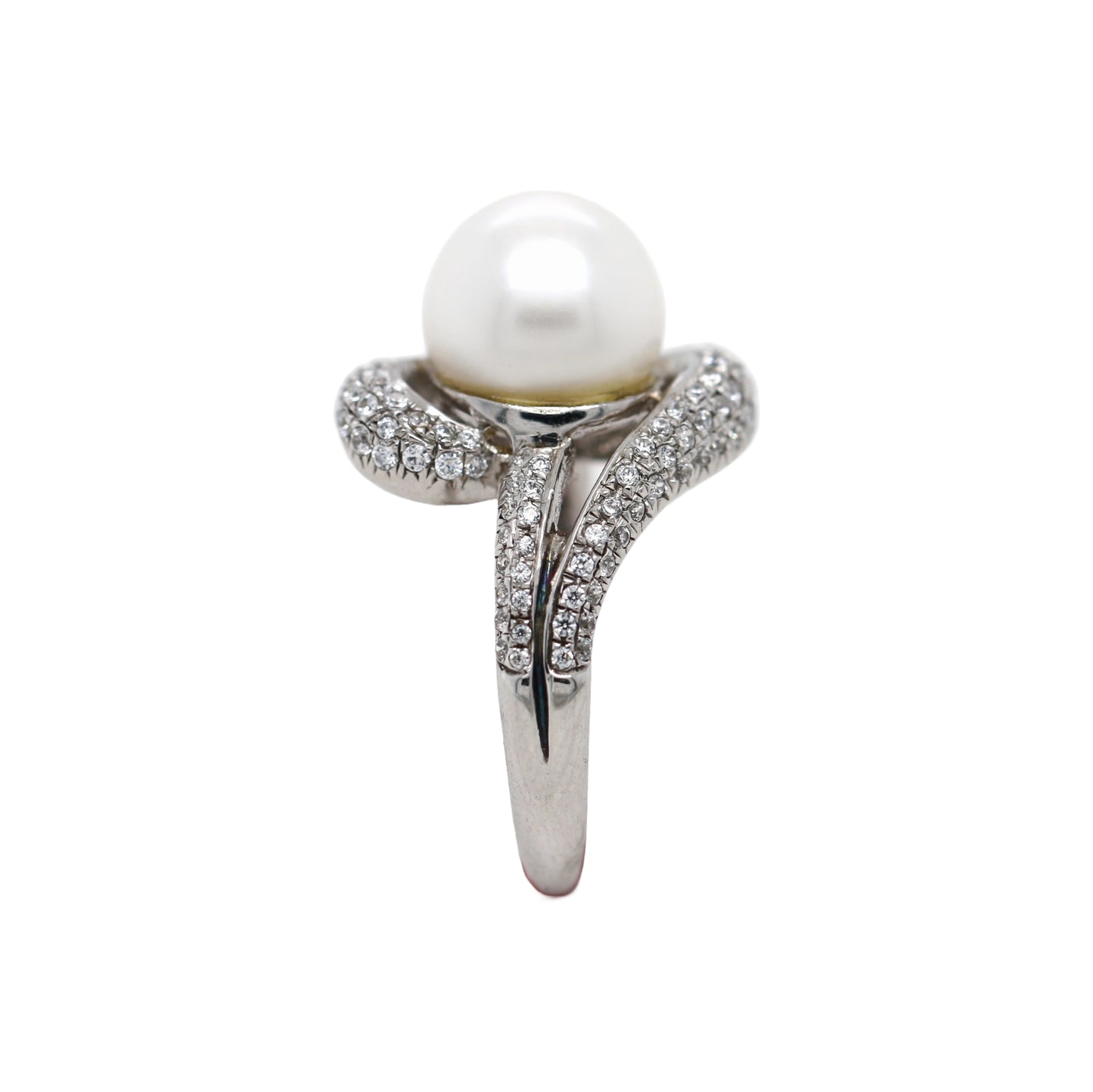 925 SS Pearl / White Topaz Ring