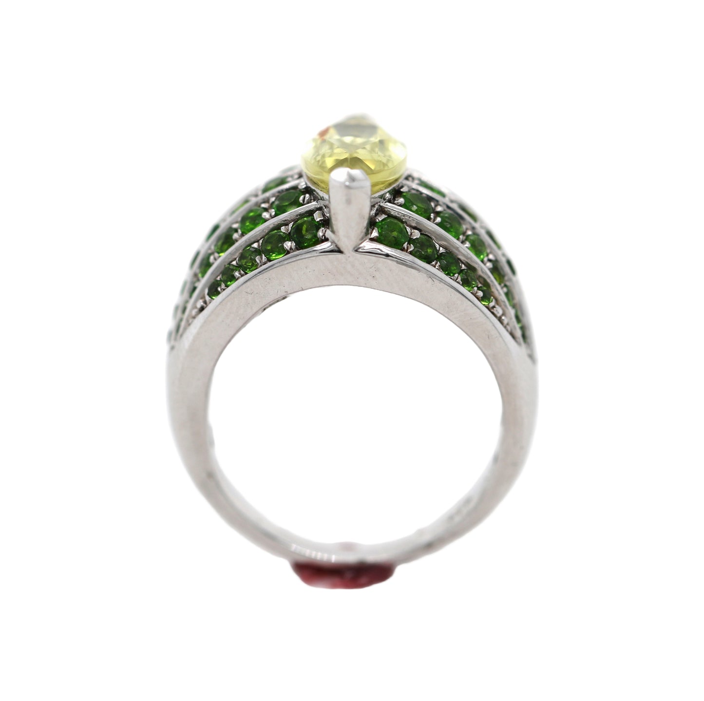 925 Chrome Diopside /Lemon Quartz Ring