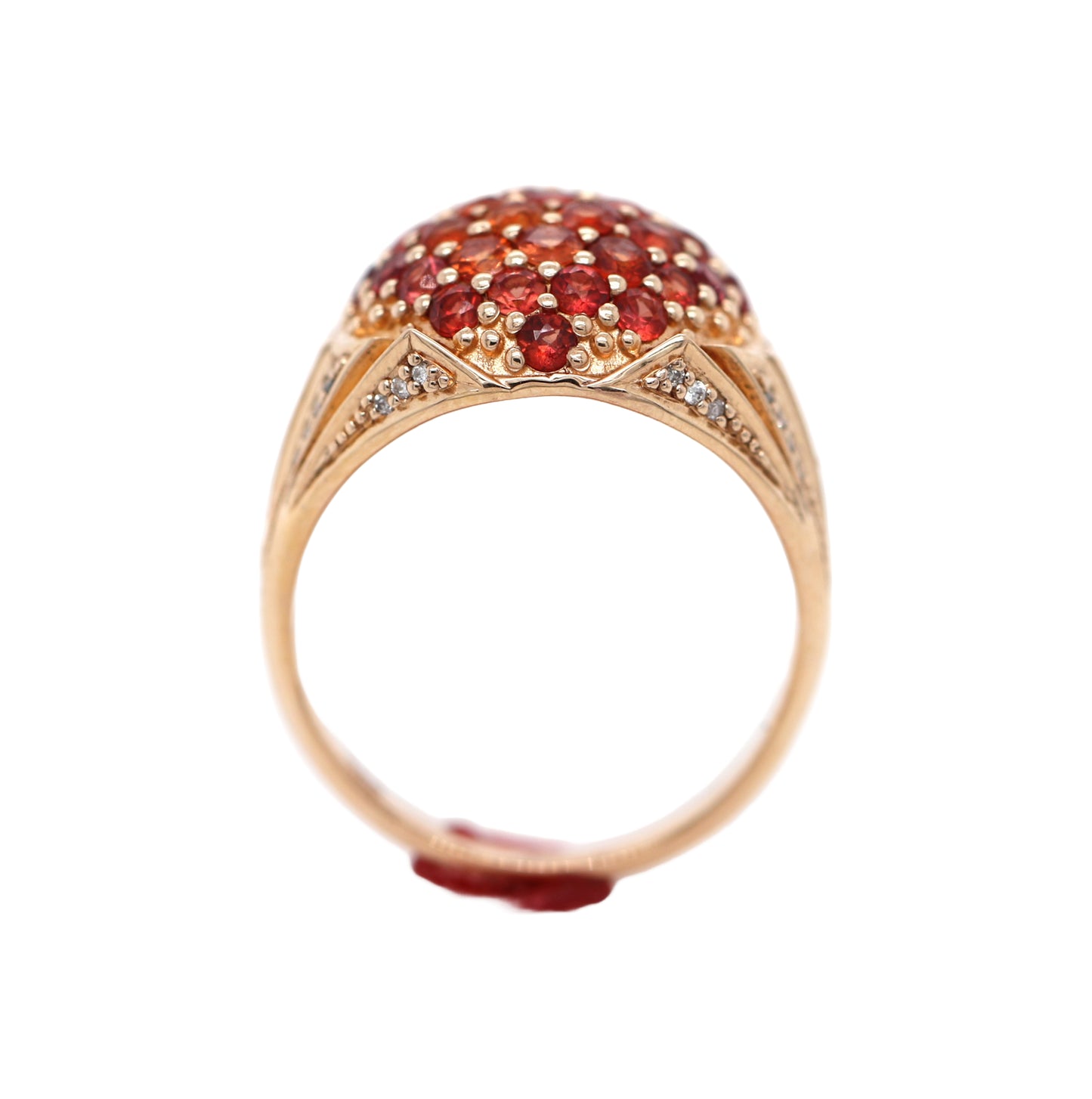 RED SAPPHIRE / DIAMOND / ROSE GOLD PLATED 925 RING