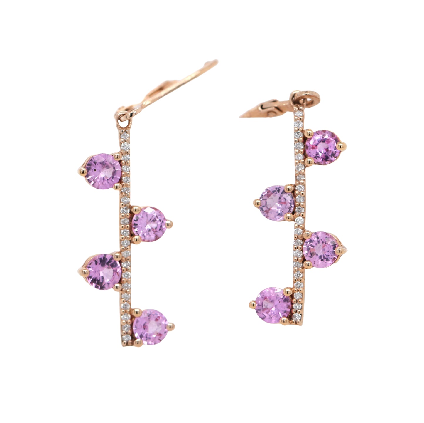 Pink Sapphire/ Diamond Lever Back Earring