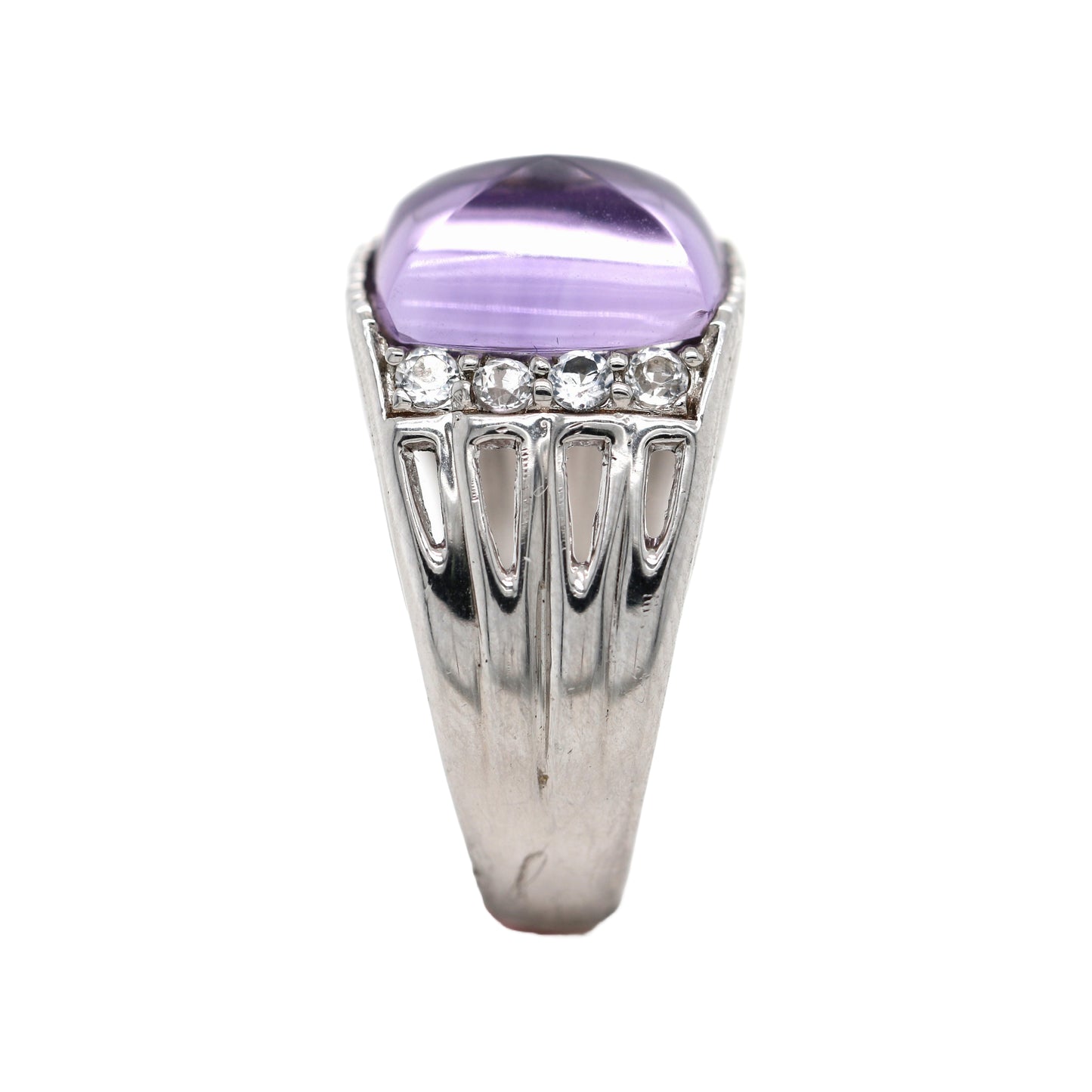 925 sterling Silver / Amethyst / White Topaz Ring