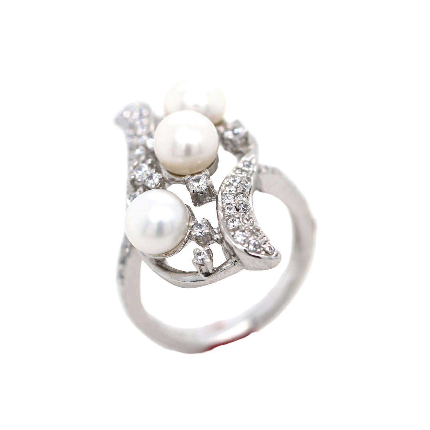 Perfect Pearl / White Topaz Ring