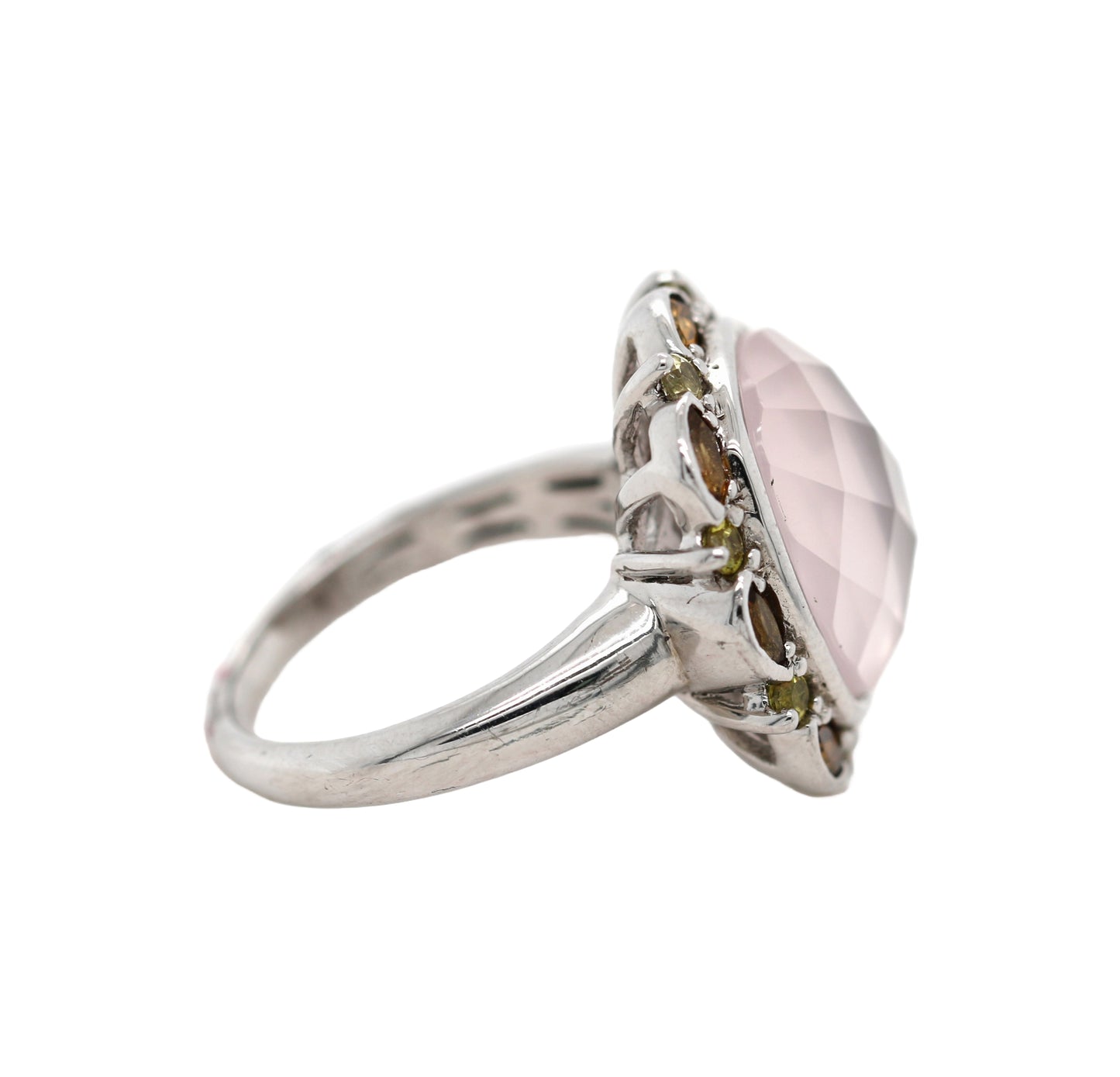 Rose Quartz/ Tourmaline / Citrine Silver Ring