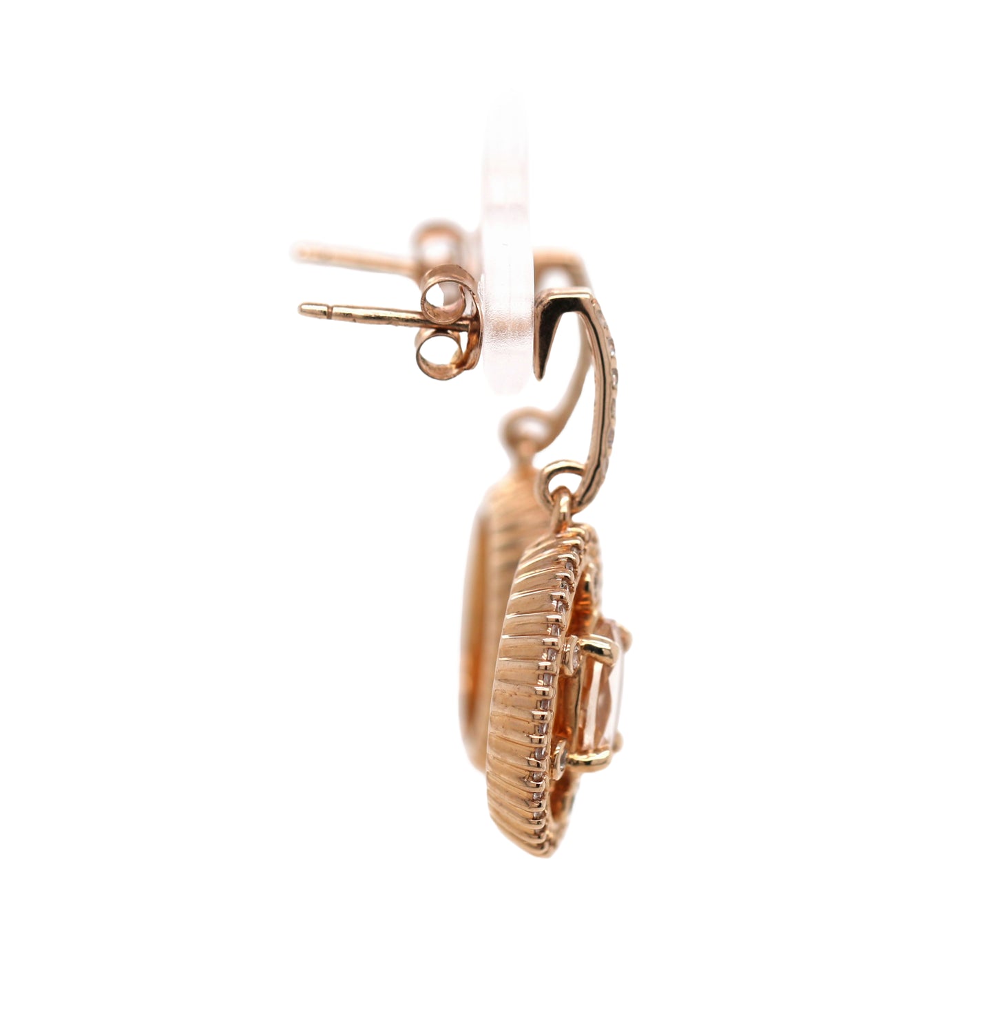 Rose Gold Plated Morganite / Sapphire Stud Earring