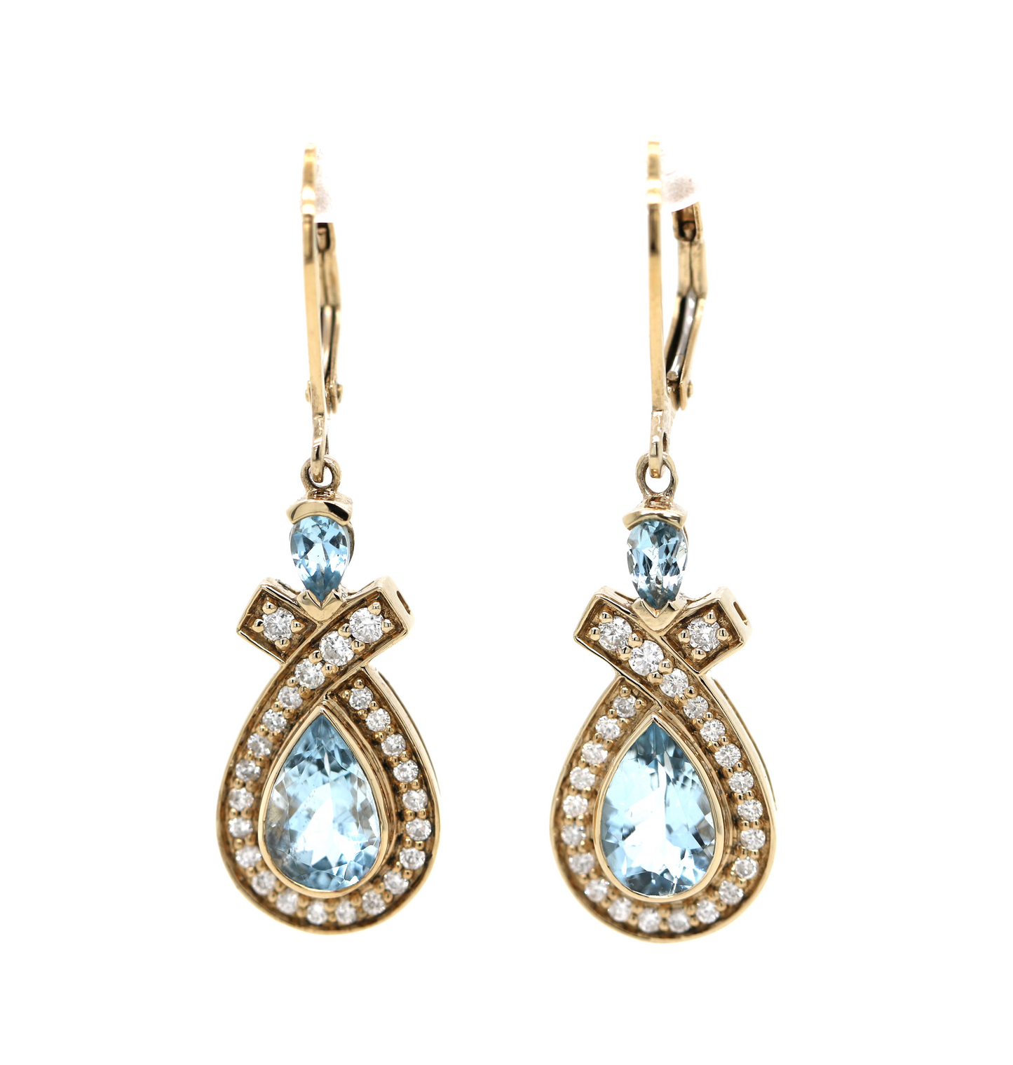 Aquamarine/ Santa Maria/ Diamond Lever back Earring