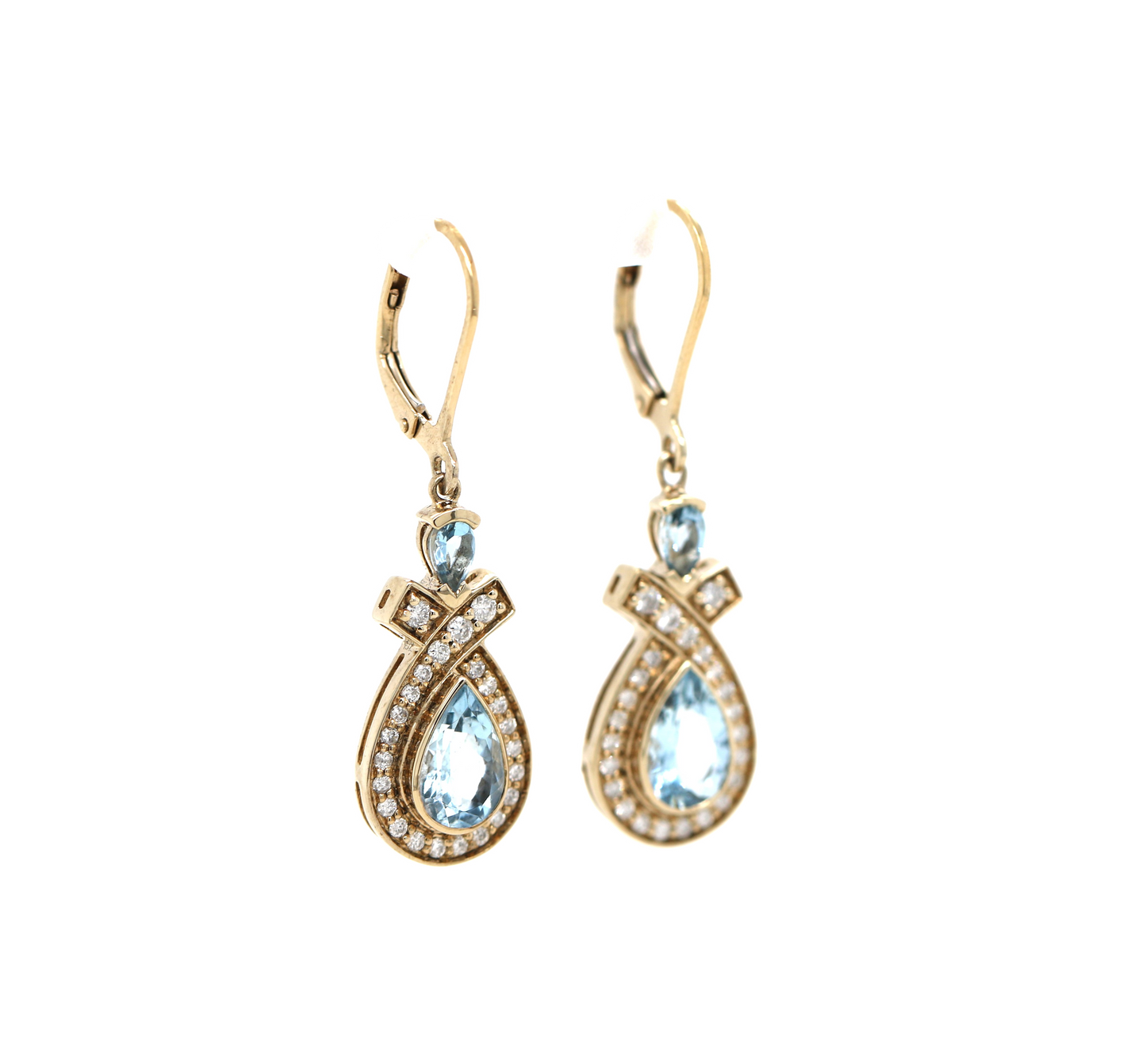 Aquamarine/ Santa Maria/ Diamond Lever back Earring