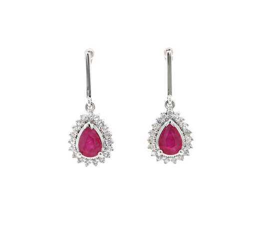 Ruby / White Sapphire Silver Earring