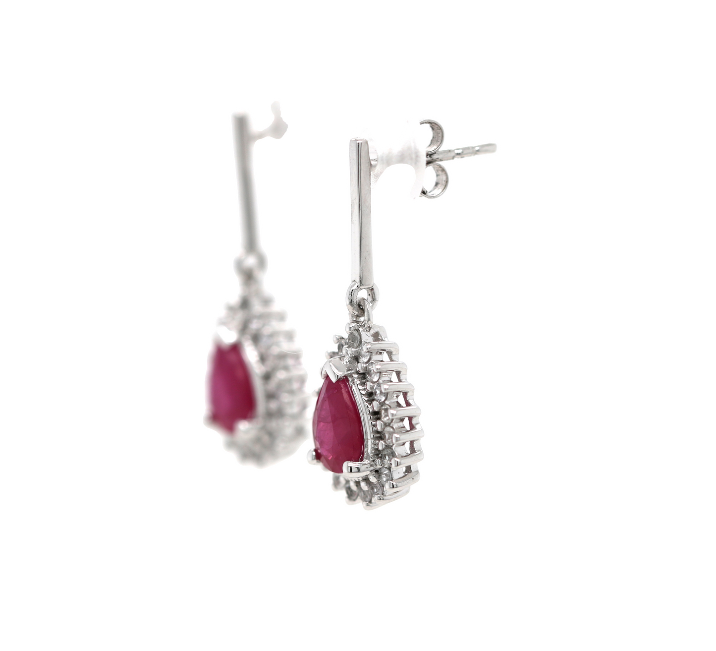 Ruby / White Sapphire Silver Earring