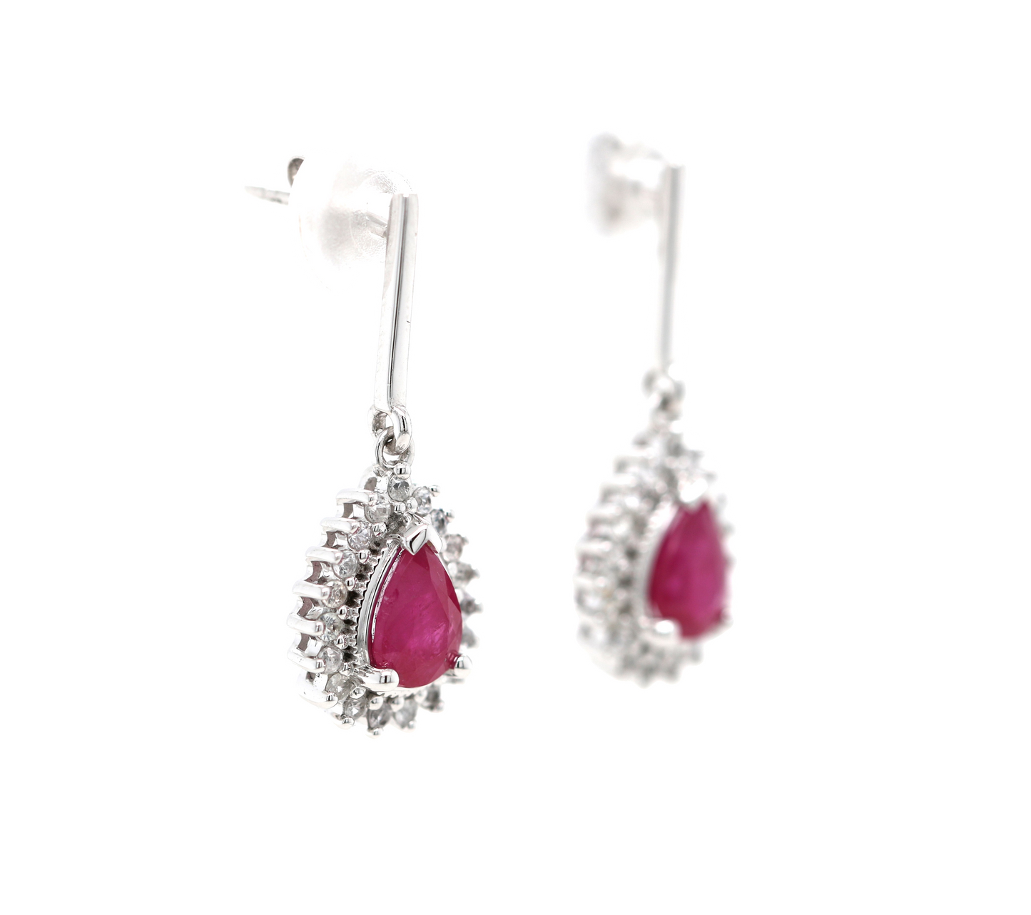 Ruby / White Sapphire Silver Earring
