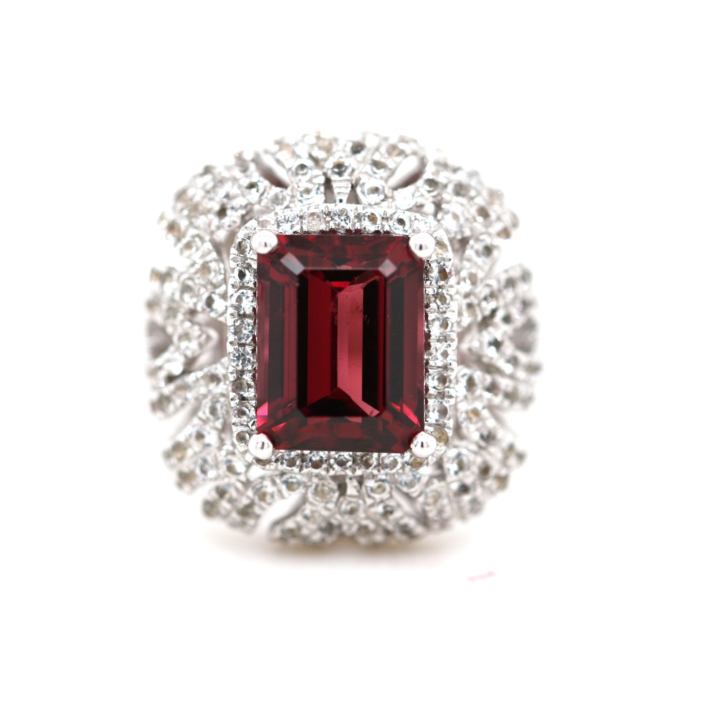 Wine Garnet / White Topaz Ring