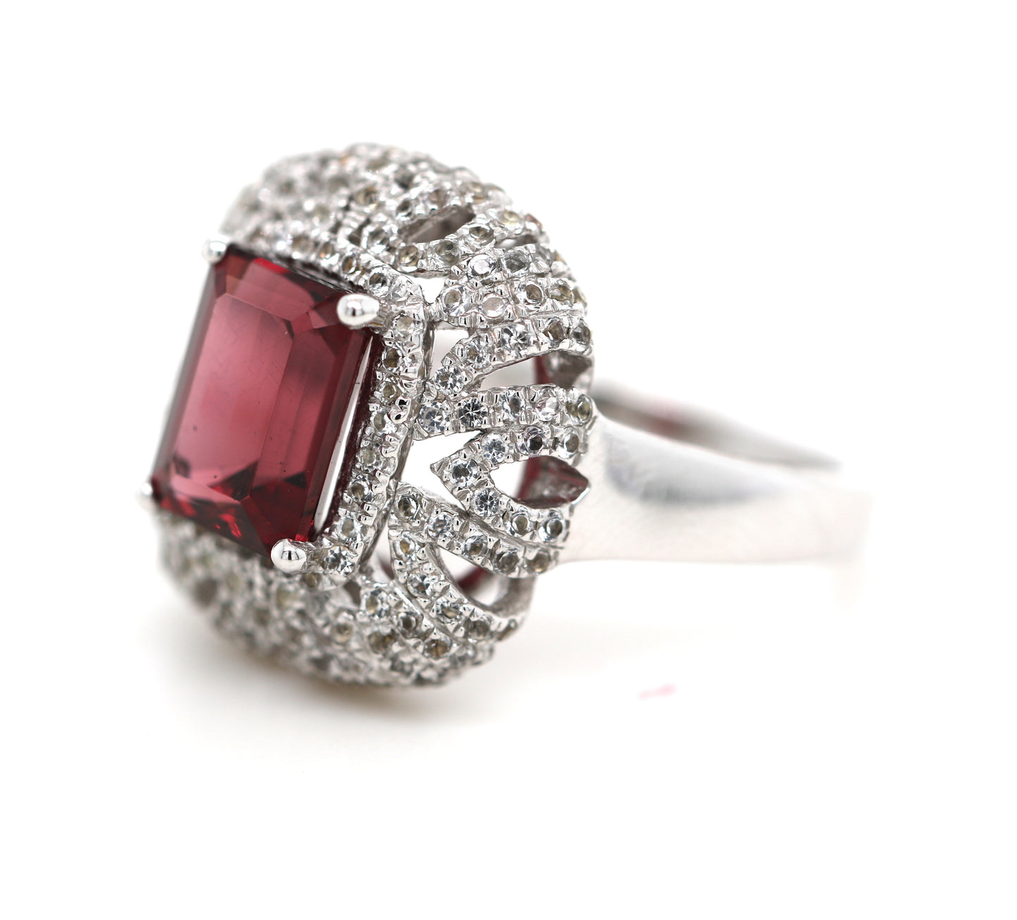 Wine Garnet / White Topaz Ring
