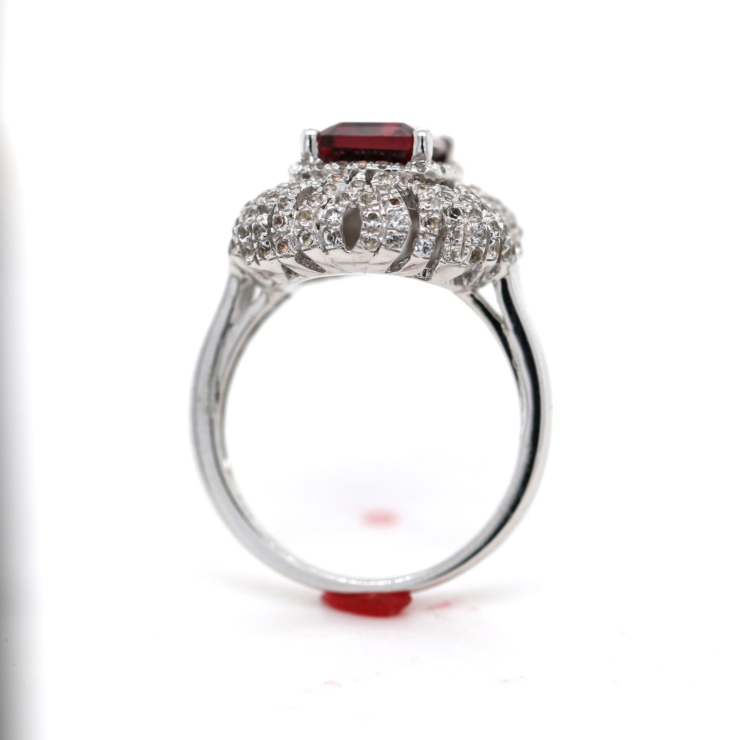 Wine Garnet / White Topaz Ring