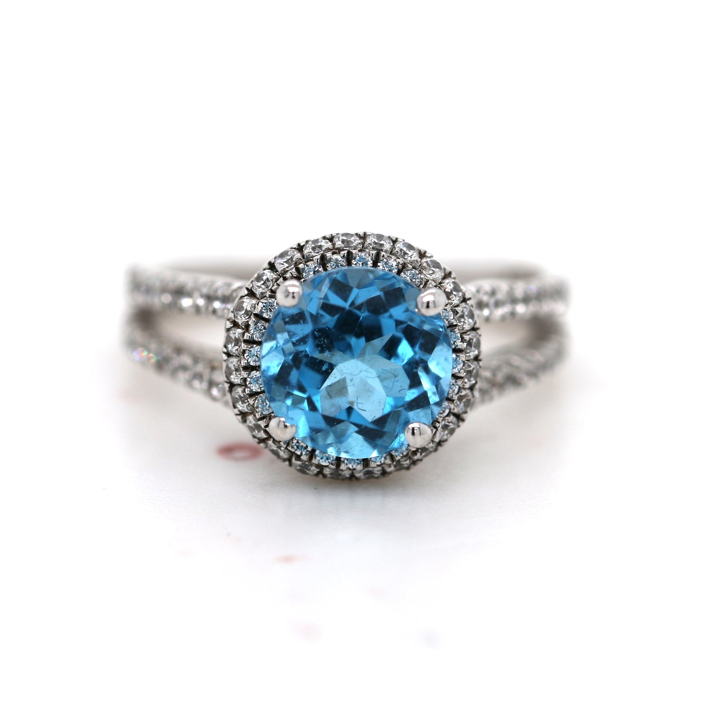 Swiss Blue Topaz / White Topaz Ring
