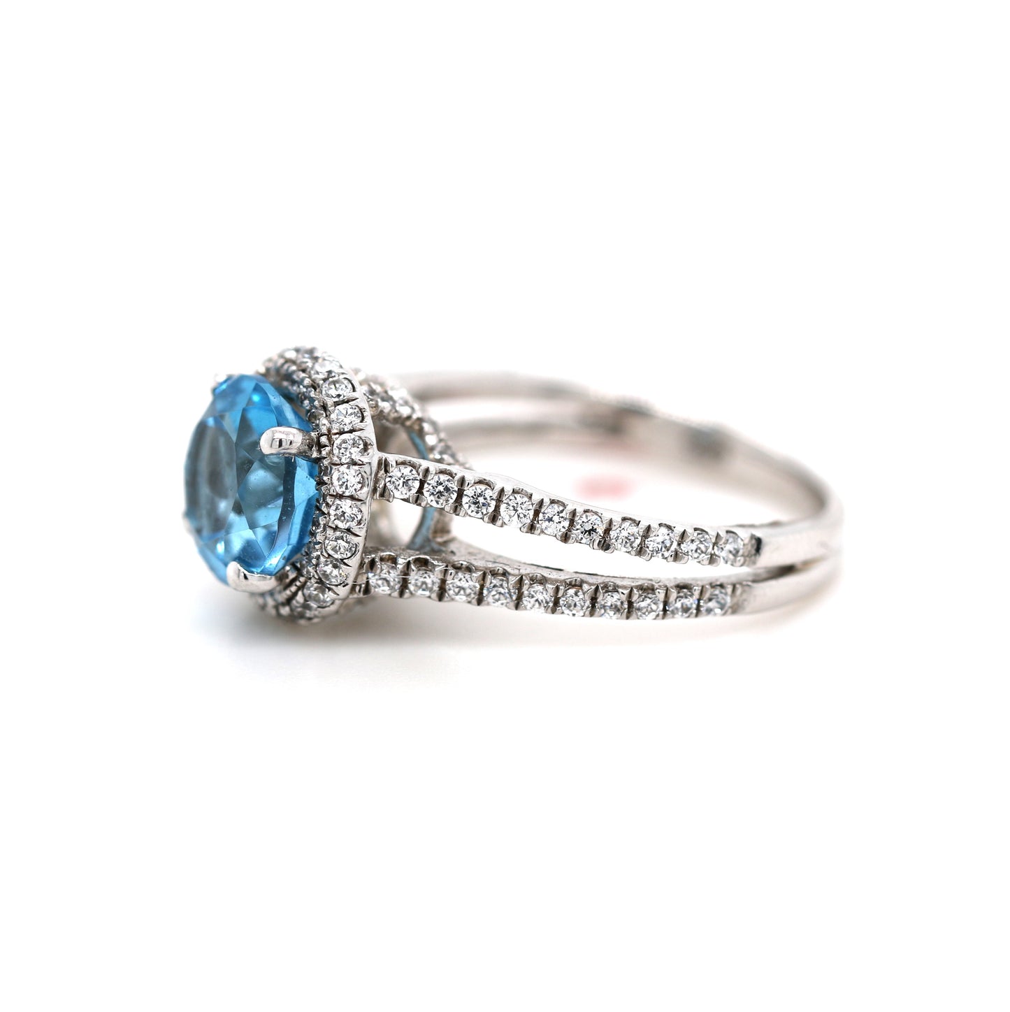 Swiss Blue Topaz / White Topaz Ring