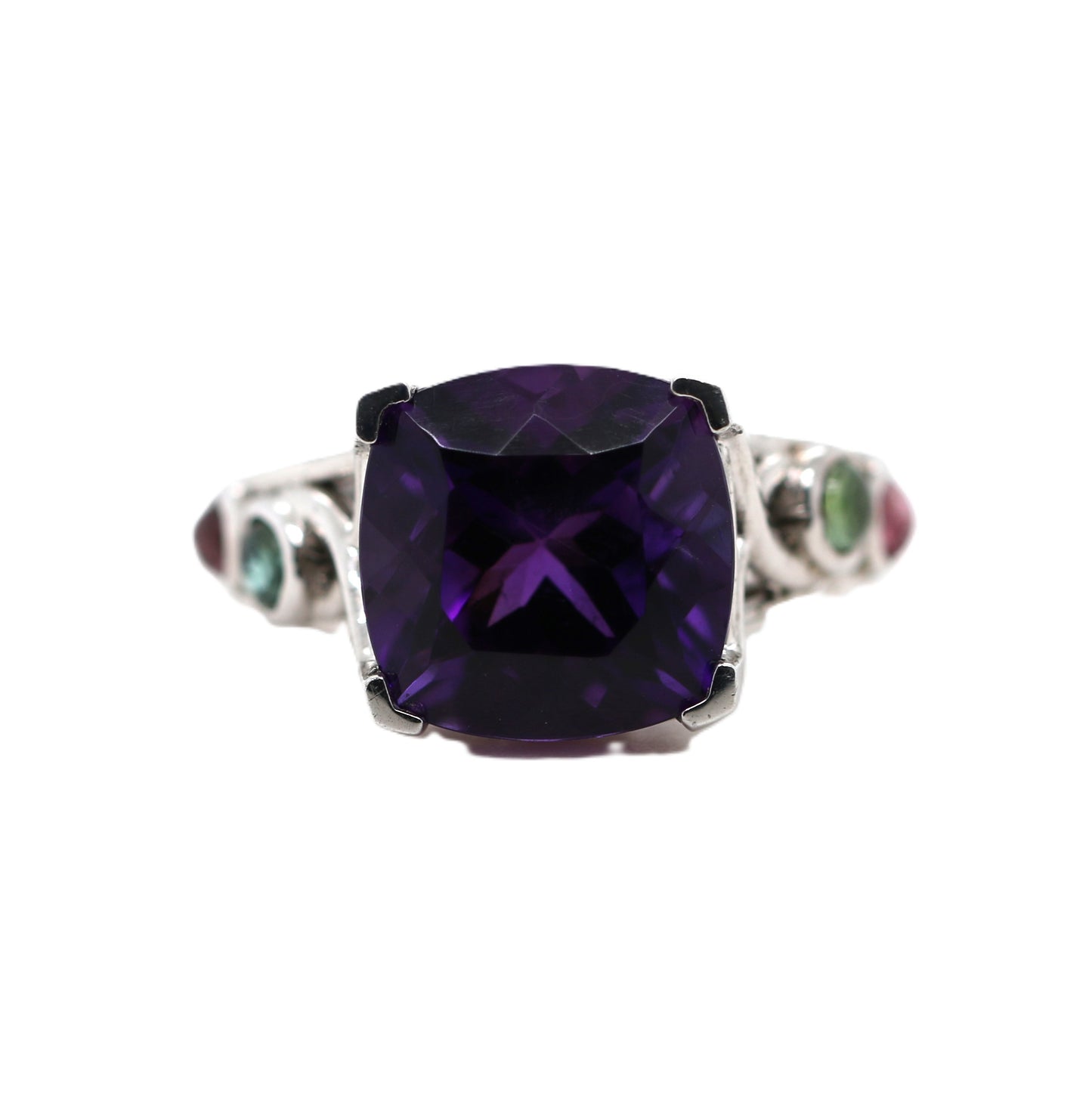 Amethyst / Tourmaline / 925 Silver Ring