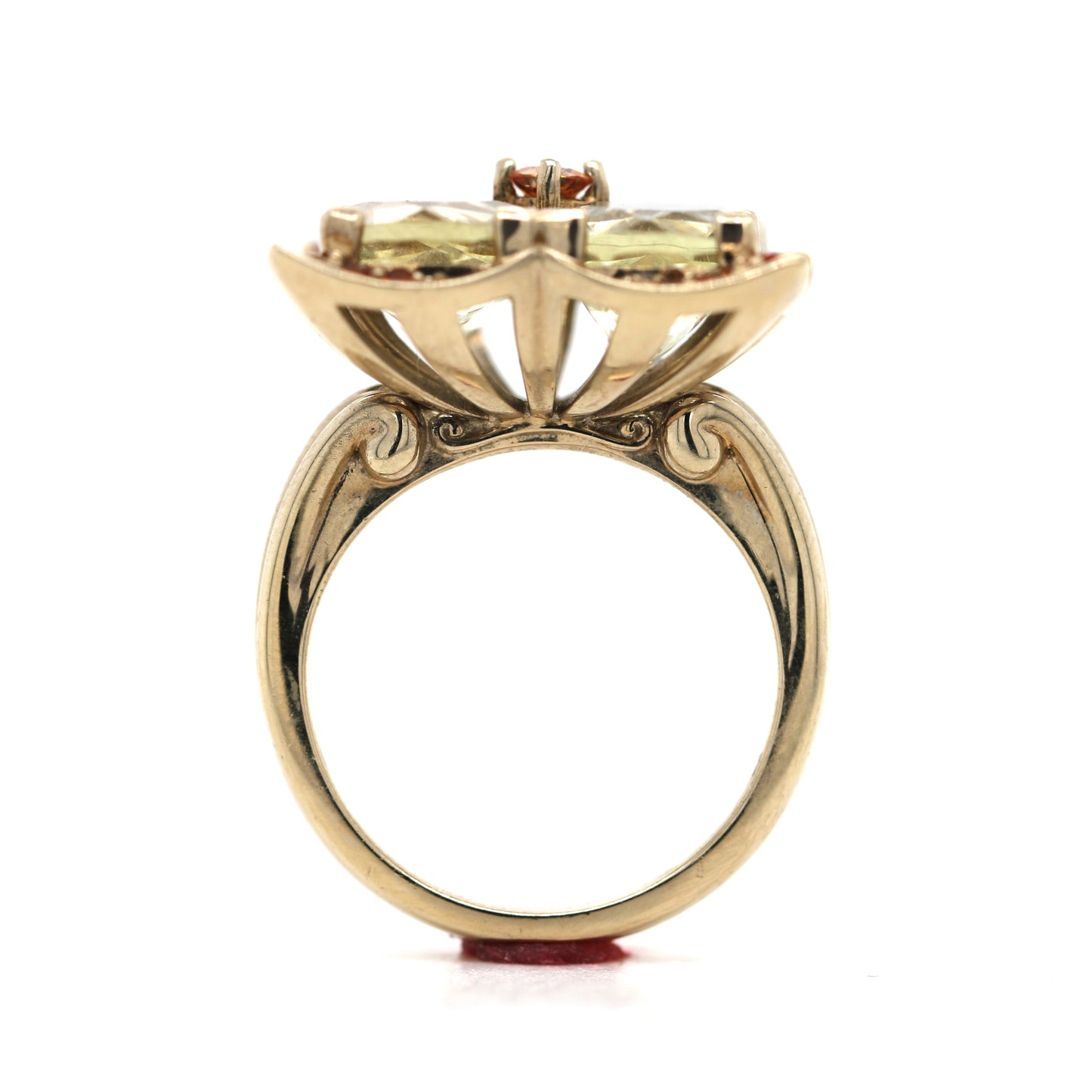 Orthoclase / Orange Sapphire with yellow gold plated Ring