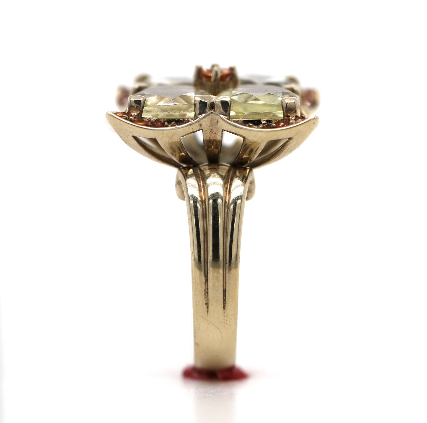 Orthoclase / Orange Sapphire with yellow gold plated Ring