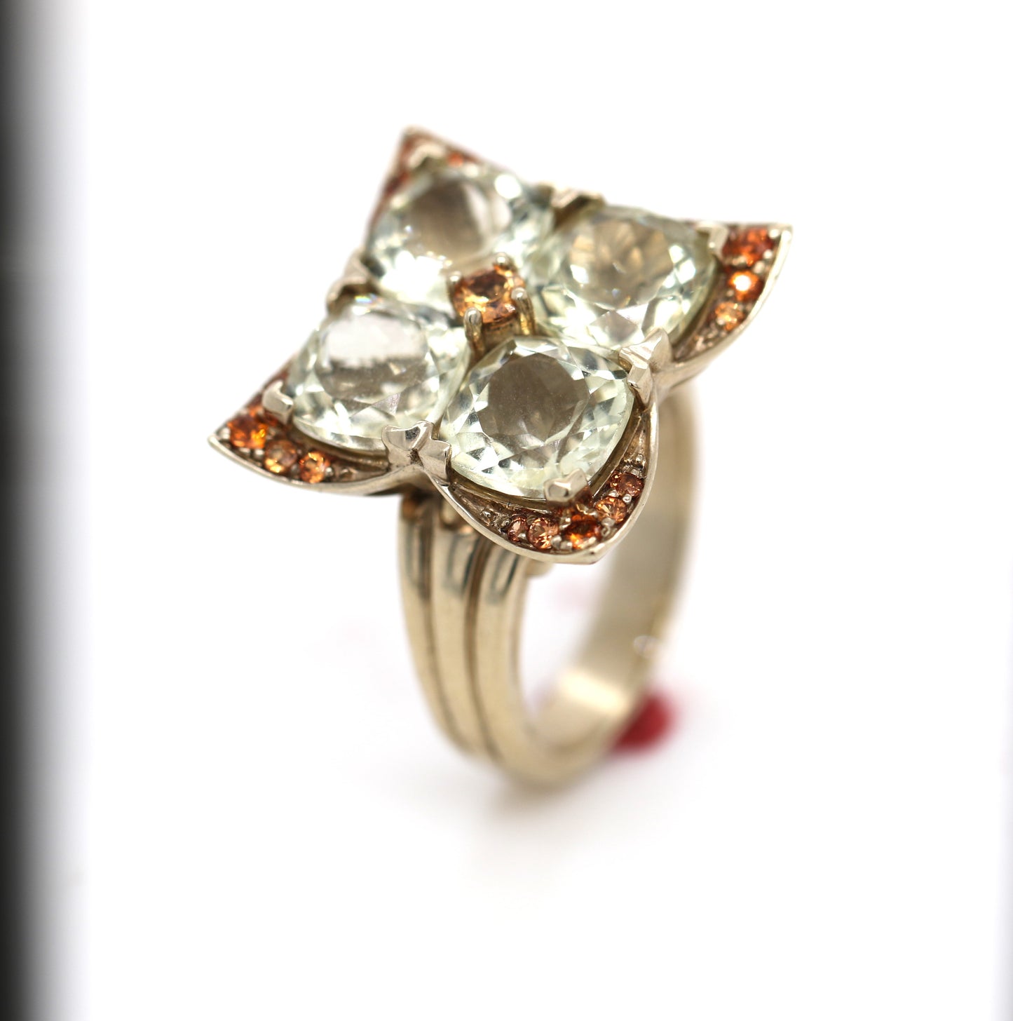 Orthoclase / Orange Sapphire with yellow gold plated Ring