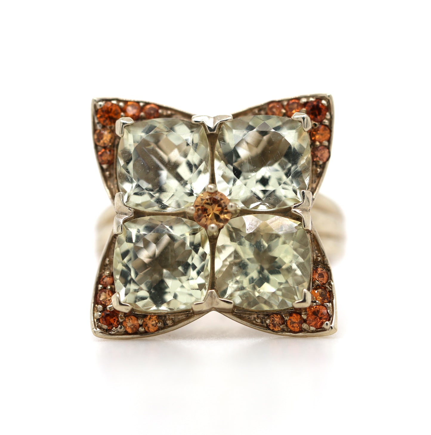 Orthoclase / Orange Sapphire with yellow gold plated Ring