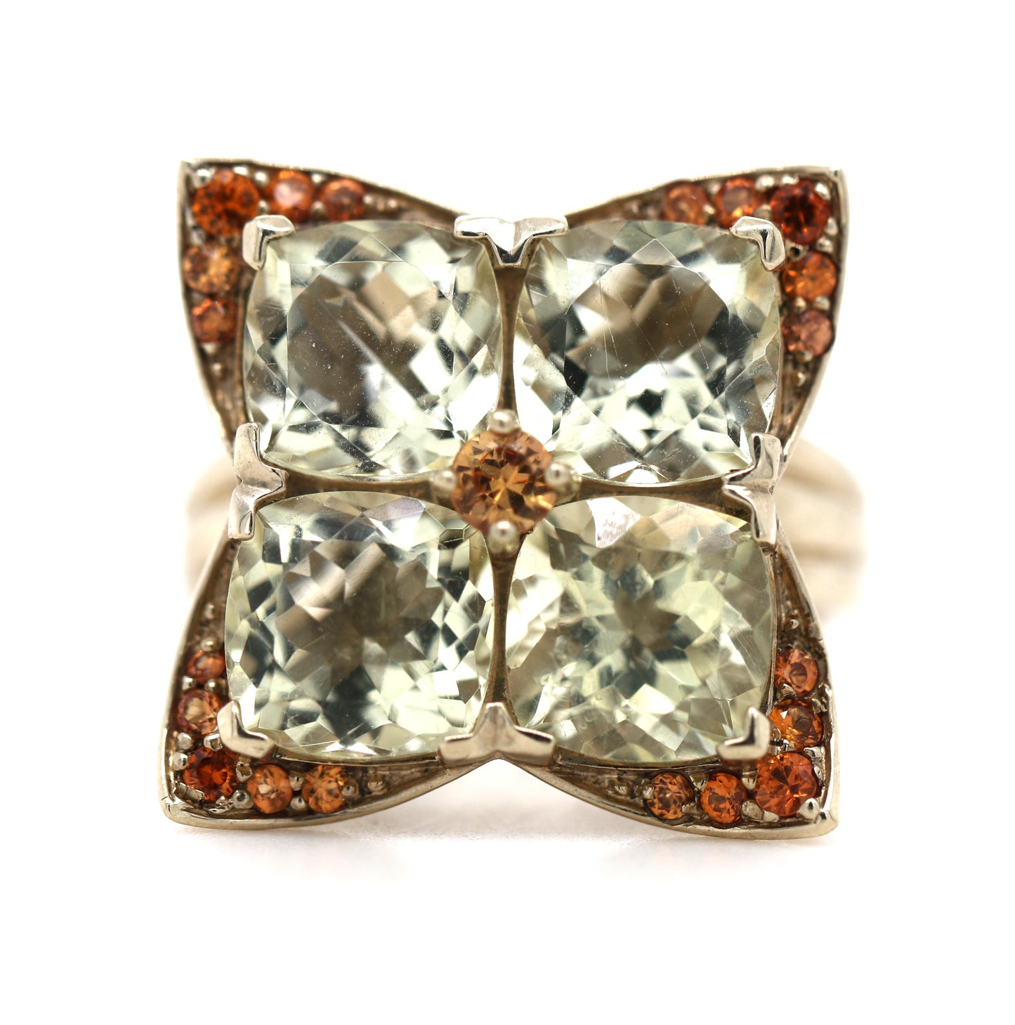 Orthoclase / Orange Sapphire with yellow gold plated Ring
