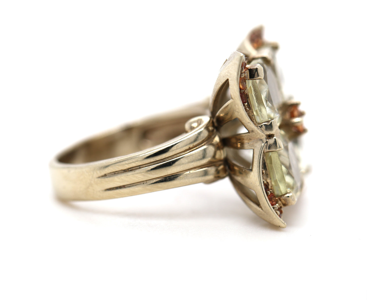 Orthoclase / Orange Sapphire with yellow gold plated Ring