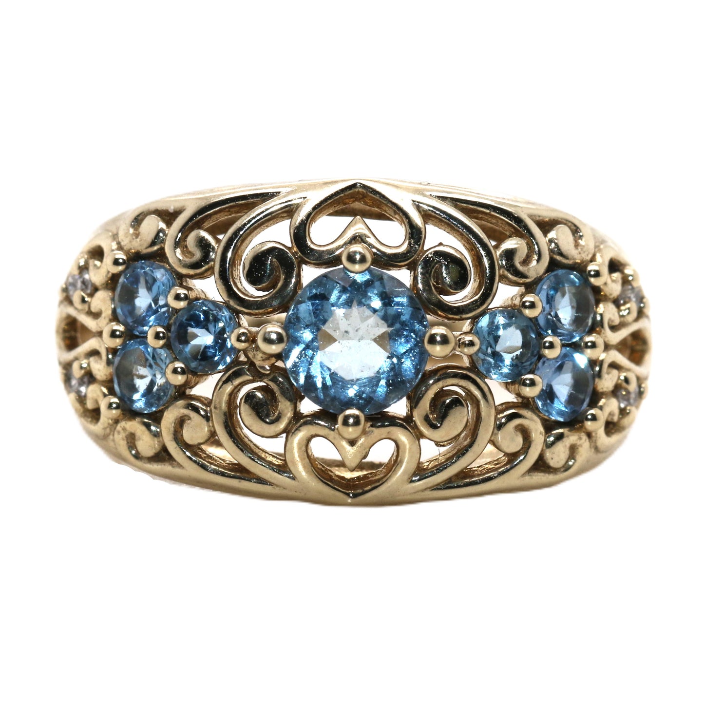 Tsavorite/ Santa Maria AQ / Diamond Ring, 1.41 cts