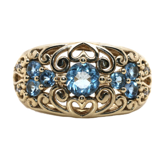 Tsavorite/ Santa Maria AQ / Diamond Ring, 1.41 cts