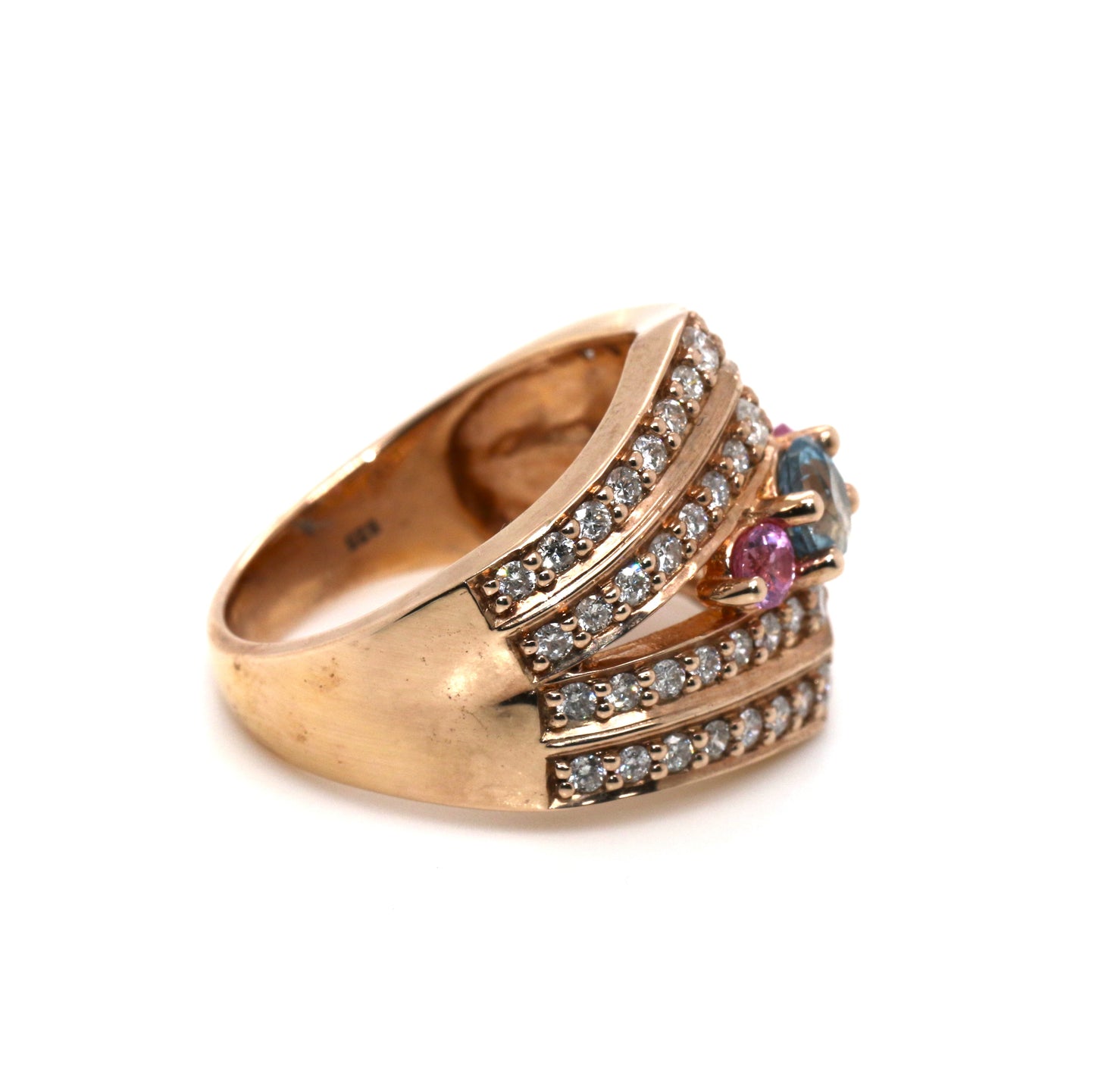 Santa Maria Aquamarine / Pink Sapphire / Diamond Ring, 1.96 cts.