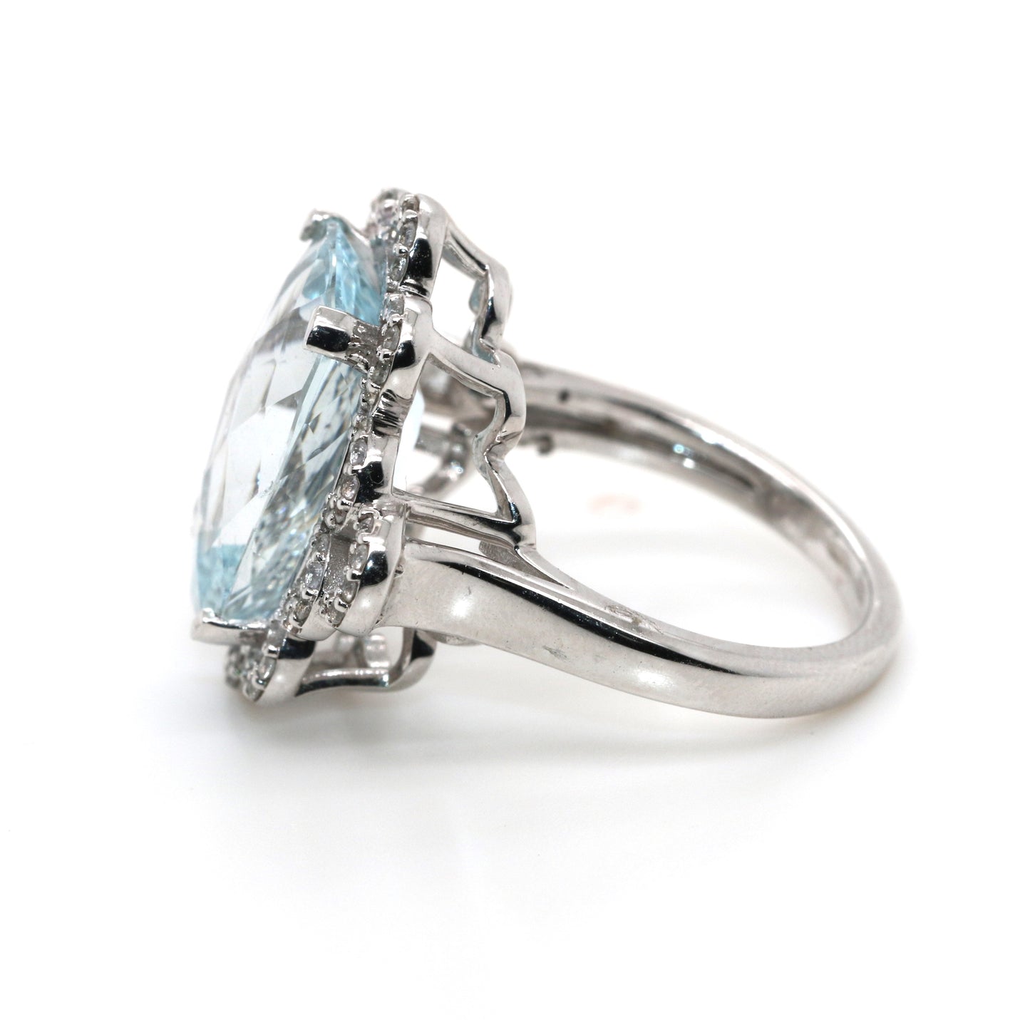 Aquamarine/ White Sapphire Ring, 7.63 cts