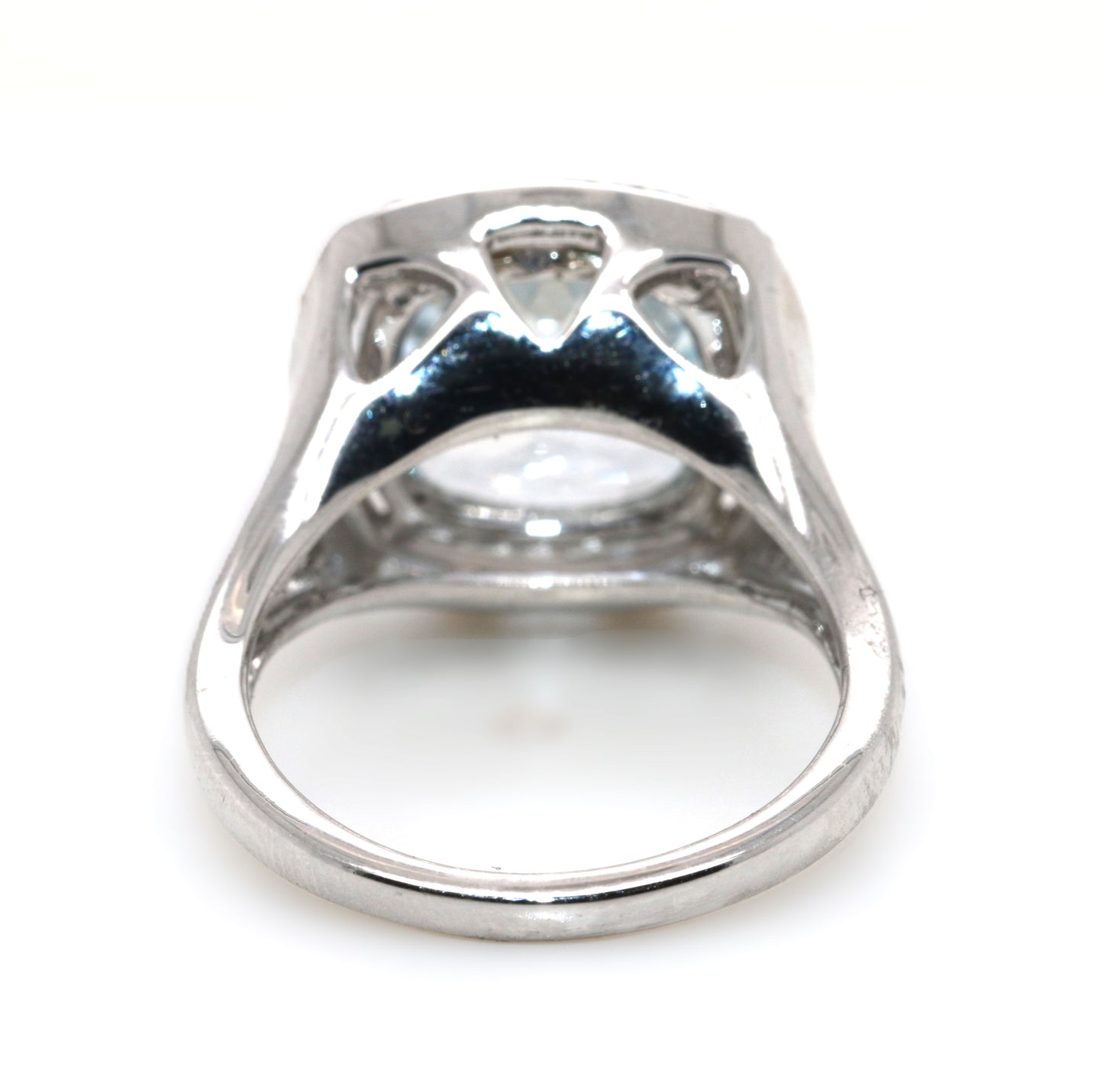 Aquamarine / White Sapphire / Silver Ring, 5.86 cts
