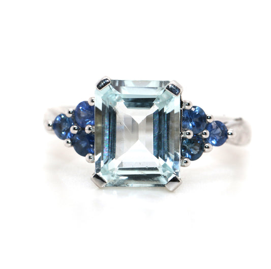 925 Aquamarine/ Sapphire Ring, 3.42 cts