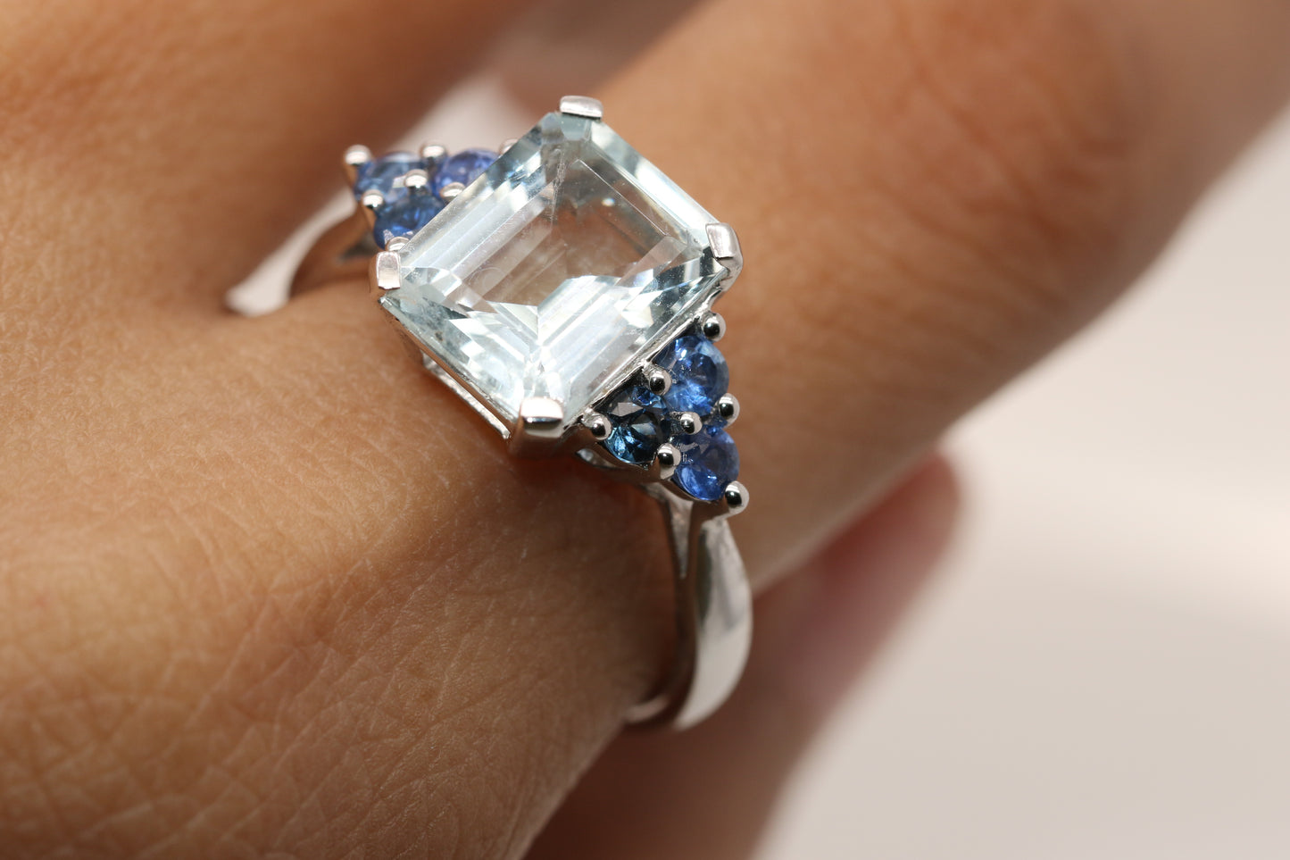 925 Aquamarine/ Sapphire Ring, 3.42 cts
