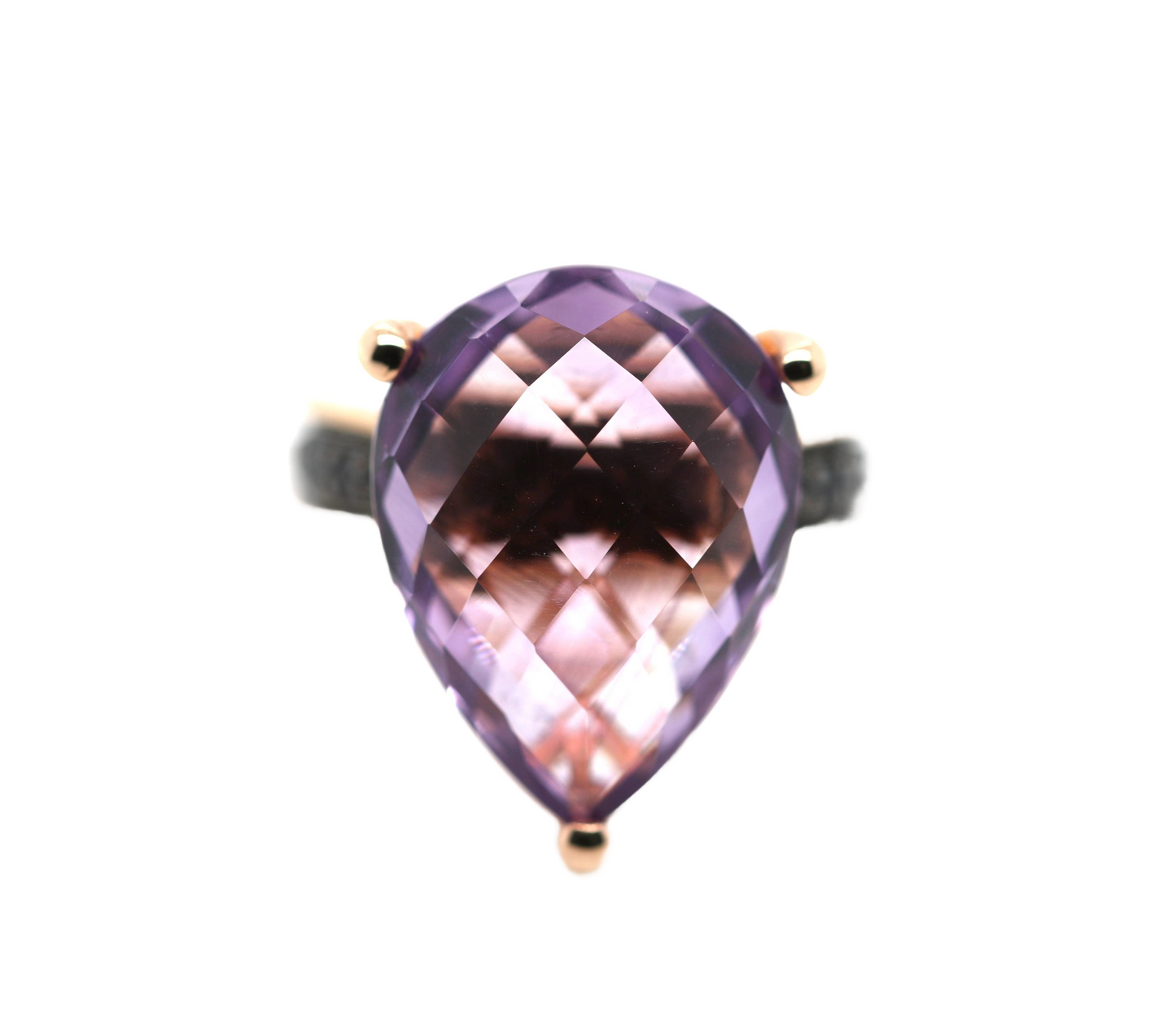 925 Silver / Amethyst / Black Spinel Ring