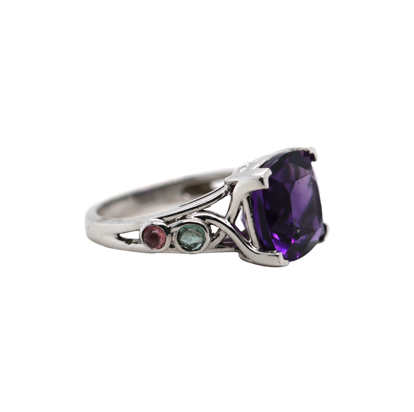Amethyst / Tourmaline / 925 Silver Ring