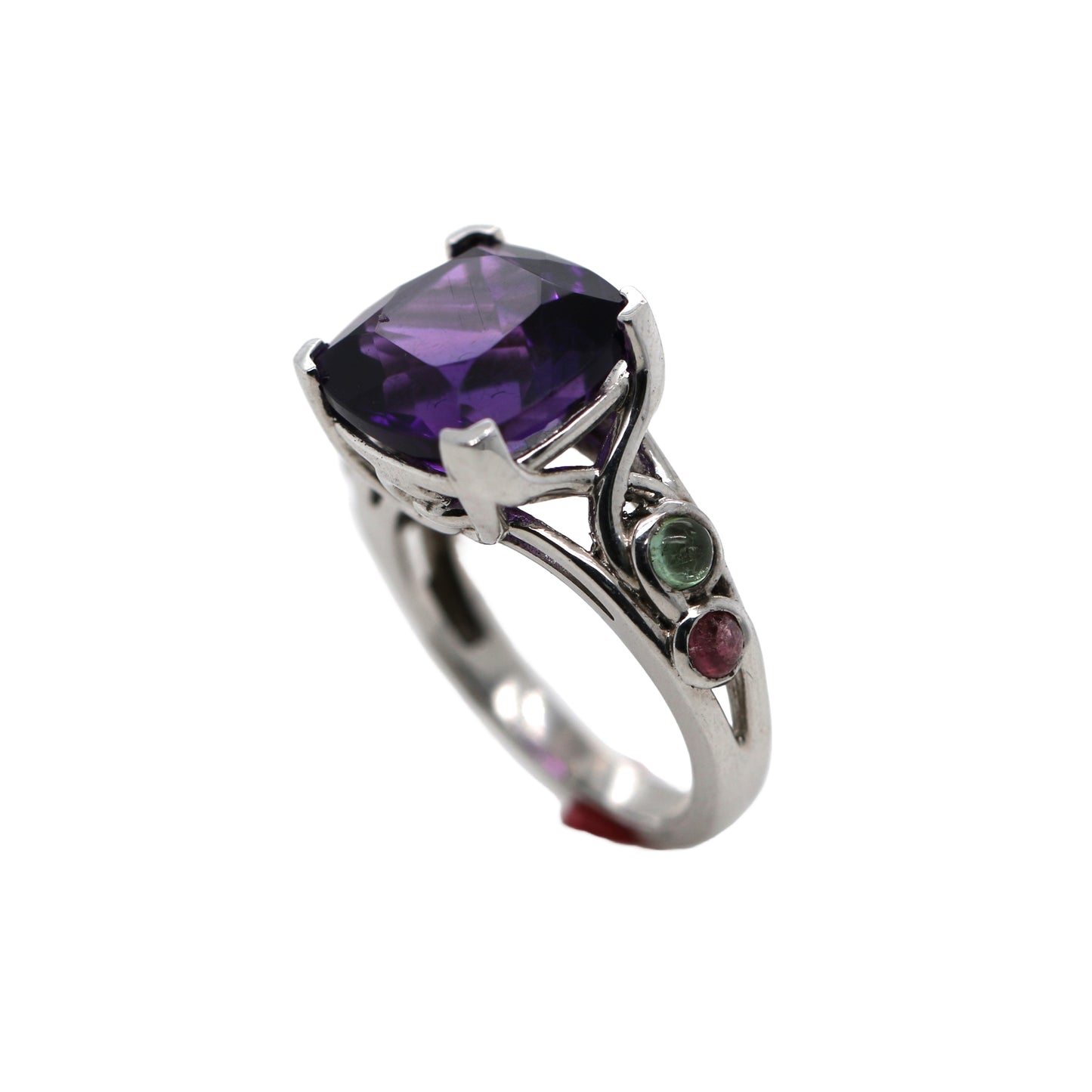 Amethyst / Tourmaline / 925 Silver Ring
