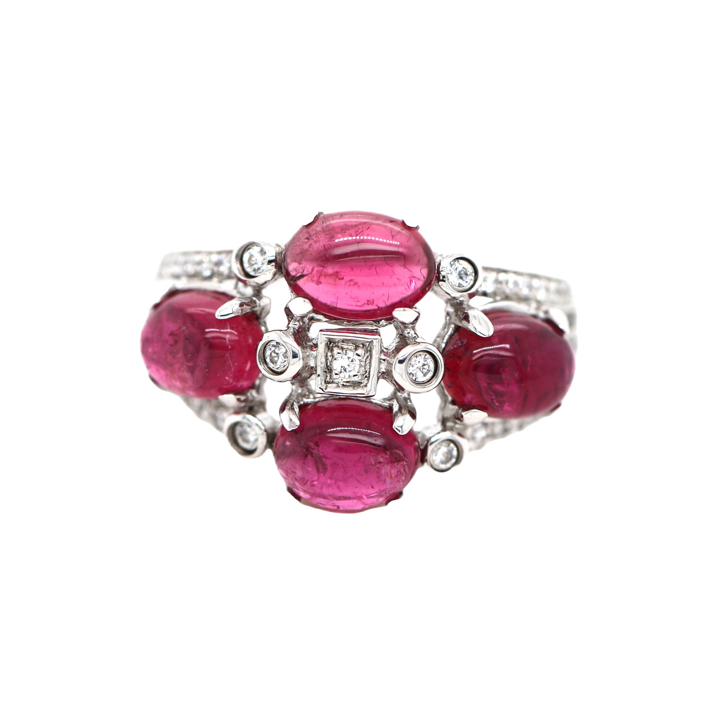 925 Silver /Tourmaline / White Topaz Ring
