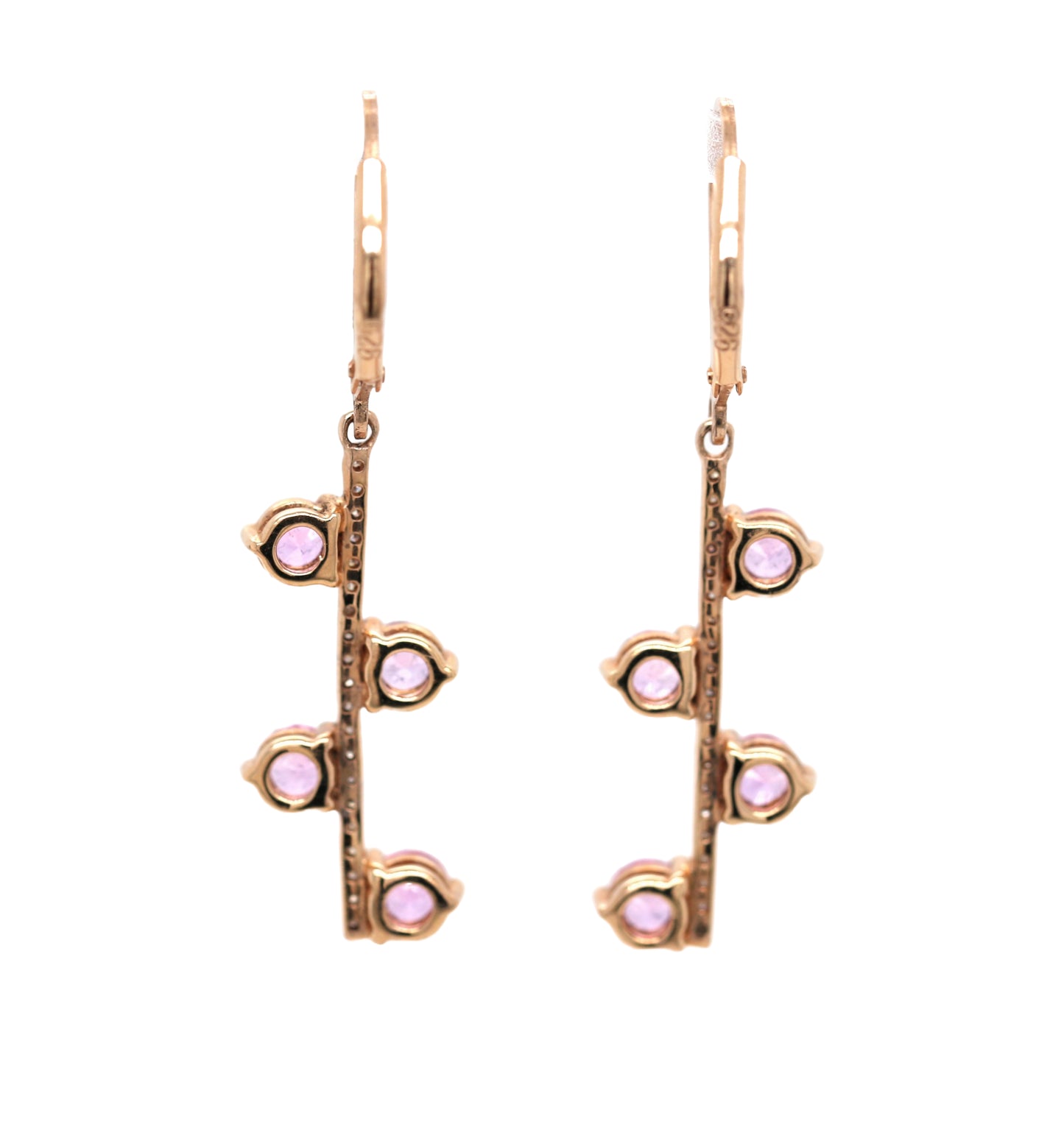 Pink Sapphire/ Diamond Lever Back Earring