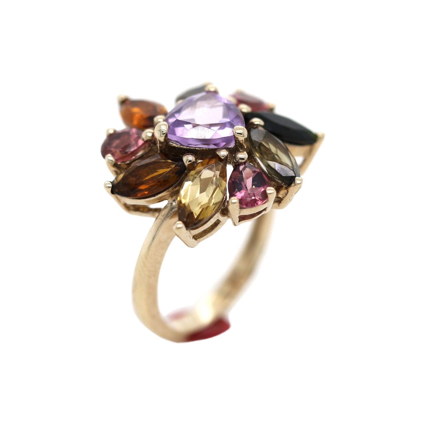 Tourmaline / Amethyst Plated in Yellow Gold Ring
