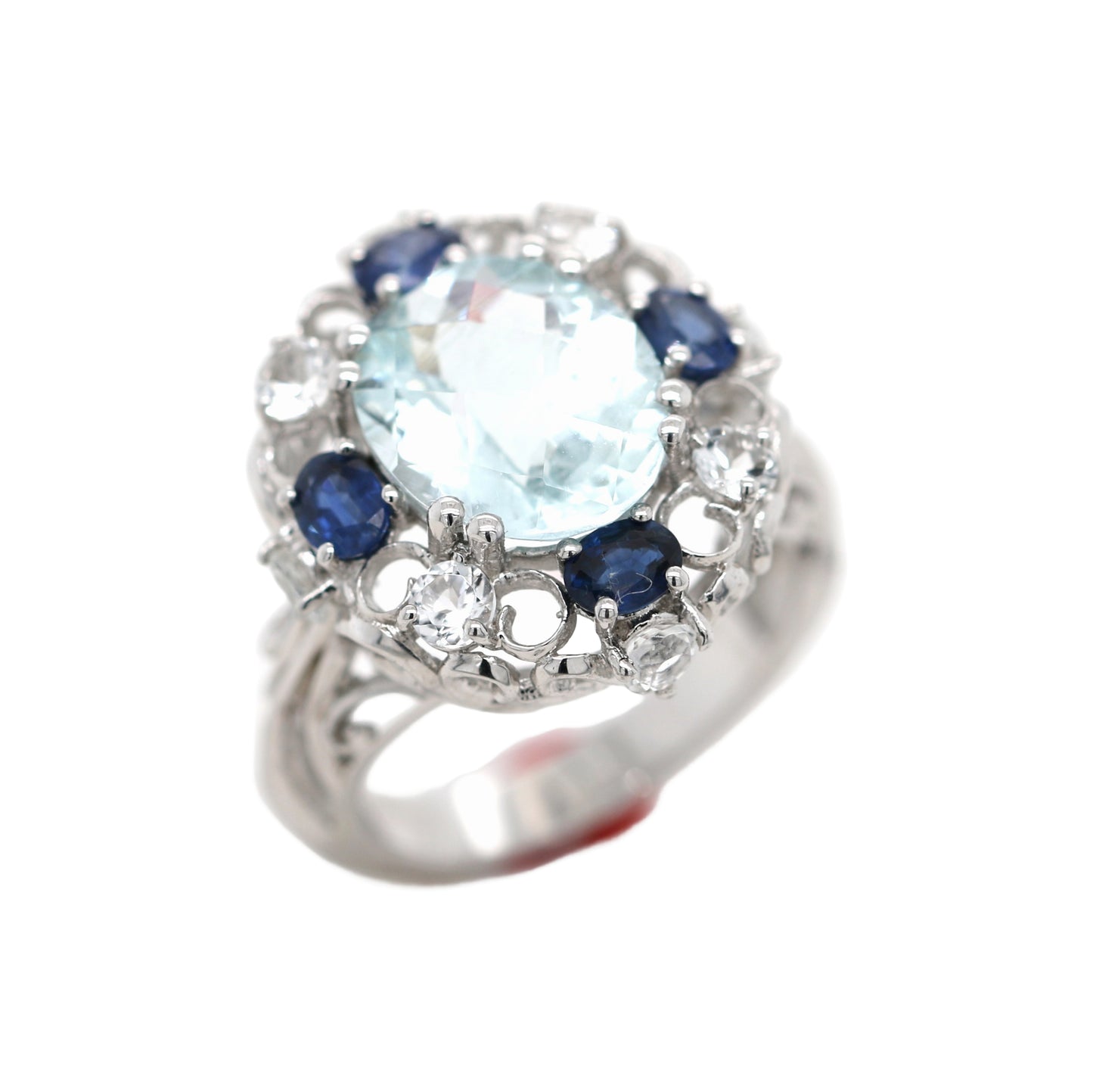 Aquamarine/ Blue Sapphire/ White Topaz Ring