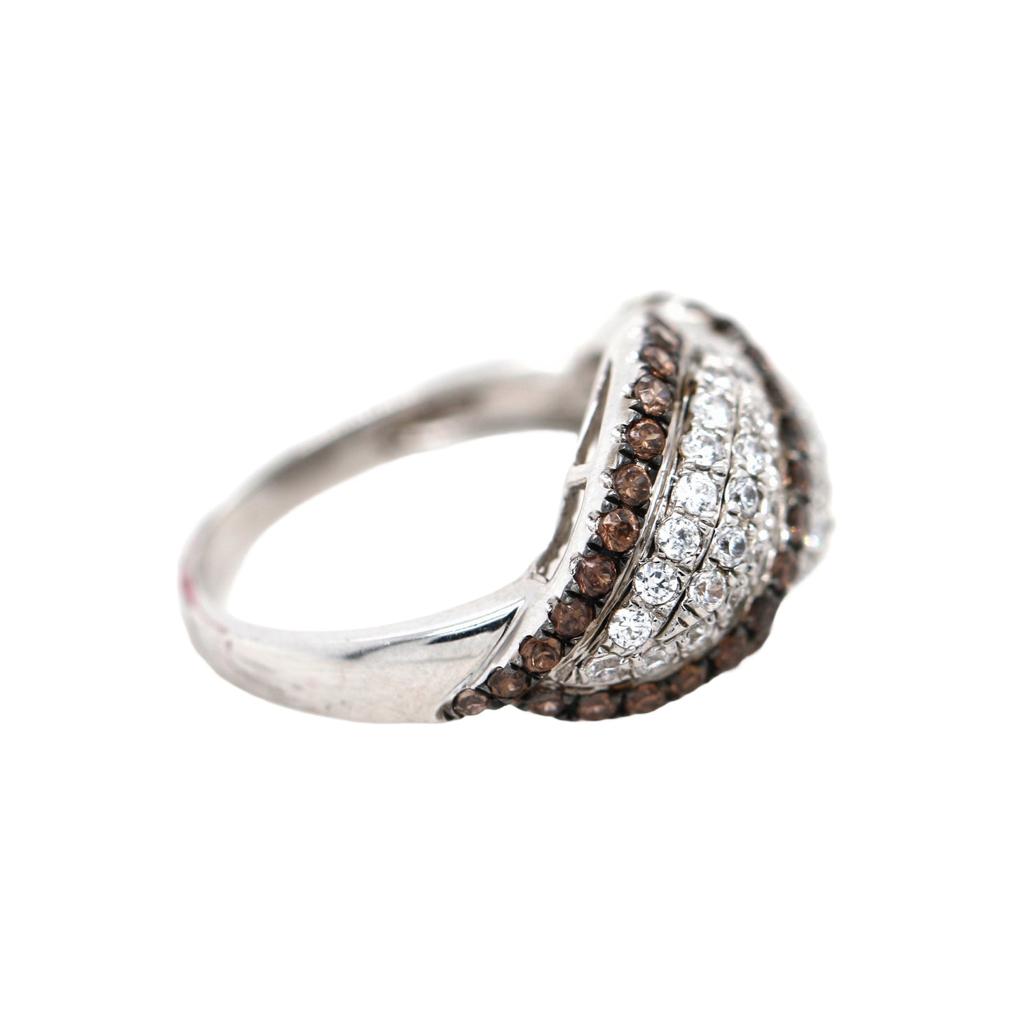 925 Brown Cubic Zirconia / White Topaz Ring