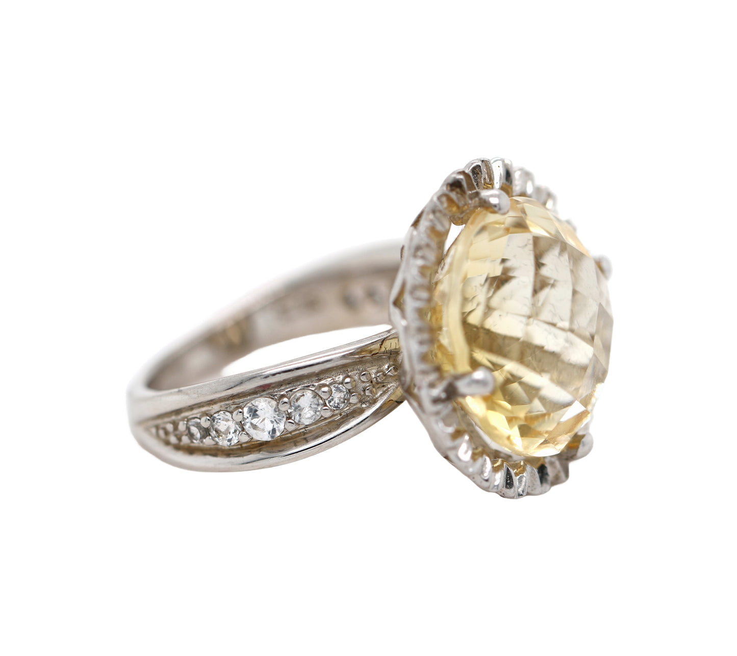 925 Citrine / White Topaz Ring ( 11.92 cts)