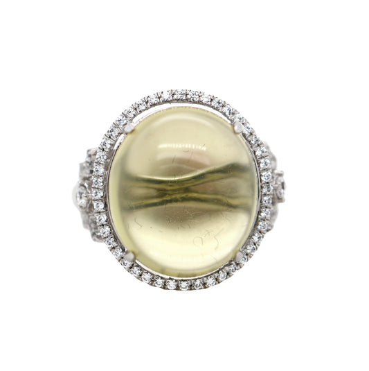 925 Sterling Silver / Lemon Quartz / White Topaz Ring