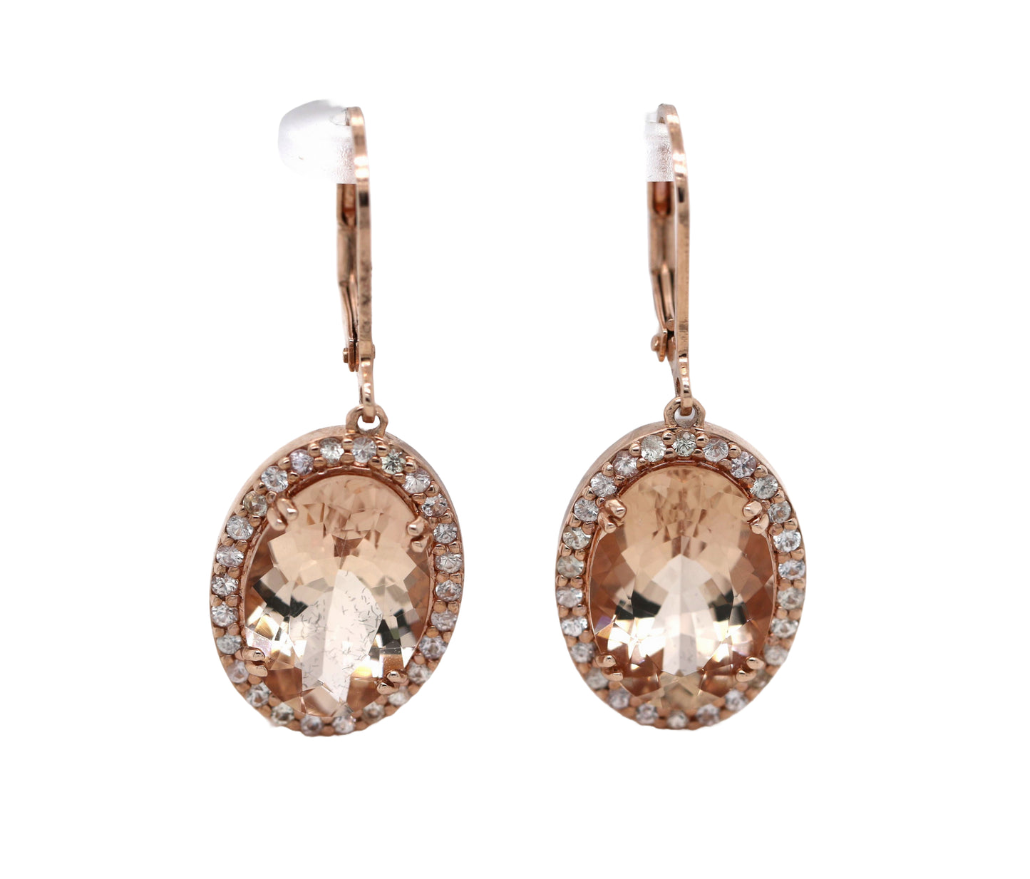 Rose Gold Plated Morganite/ White Topaz Earring