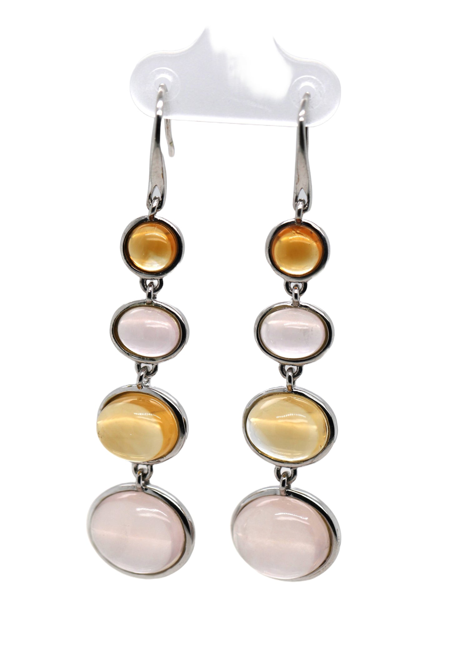 925 Lemon Quartz / Rose Quartz / Citrine Earrings