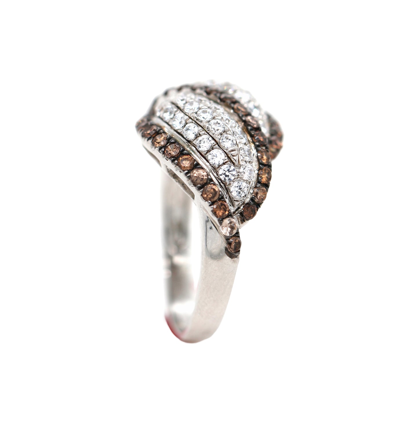 925 Brown Cubic Zirconia / White Topaz Ring