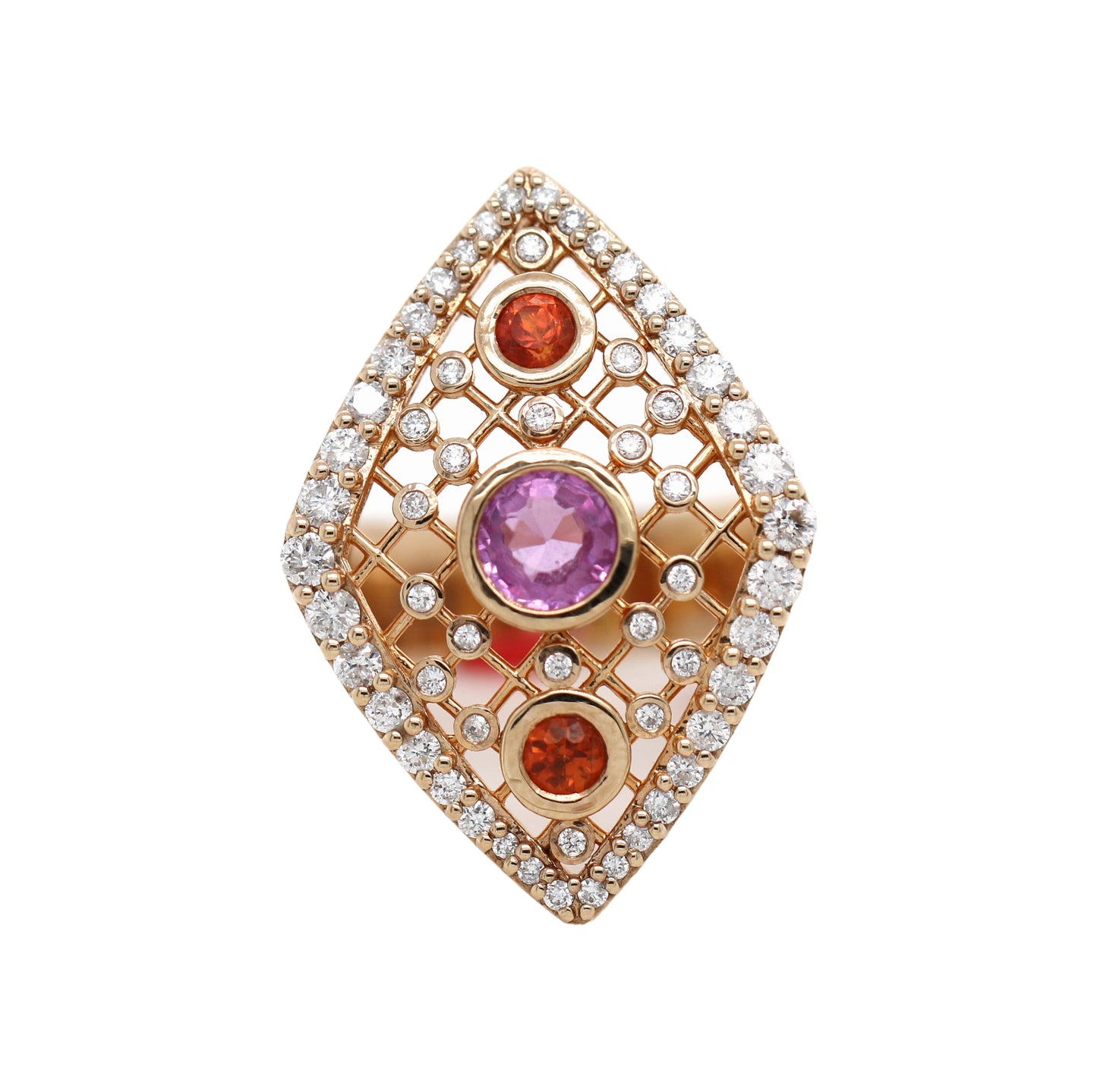 Orange / Pink Sapphire / Diamond Ring