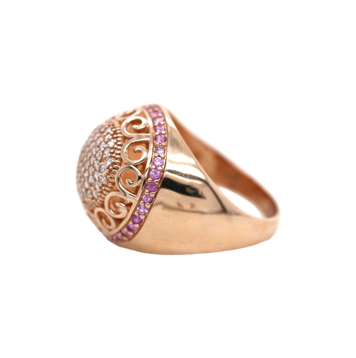 Pink Sapphire / Diamond / 925 Rose Gold Plated Ring