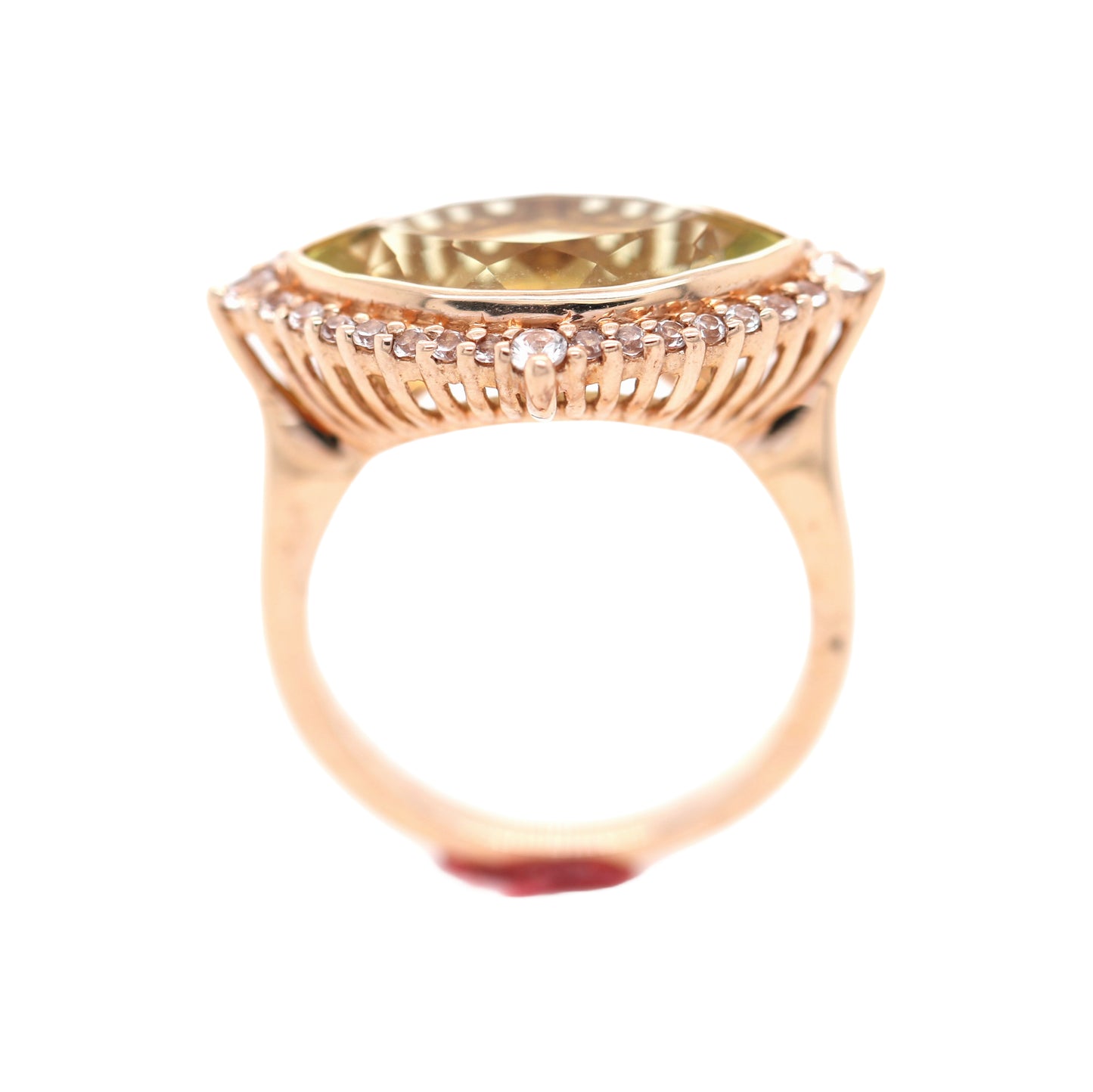 925 Rose Vermeil / Lemon Quartz / White Topaz Ring
