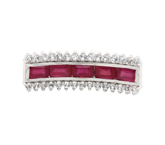 925 Glass Filled Ruby White Topaz Ring